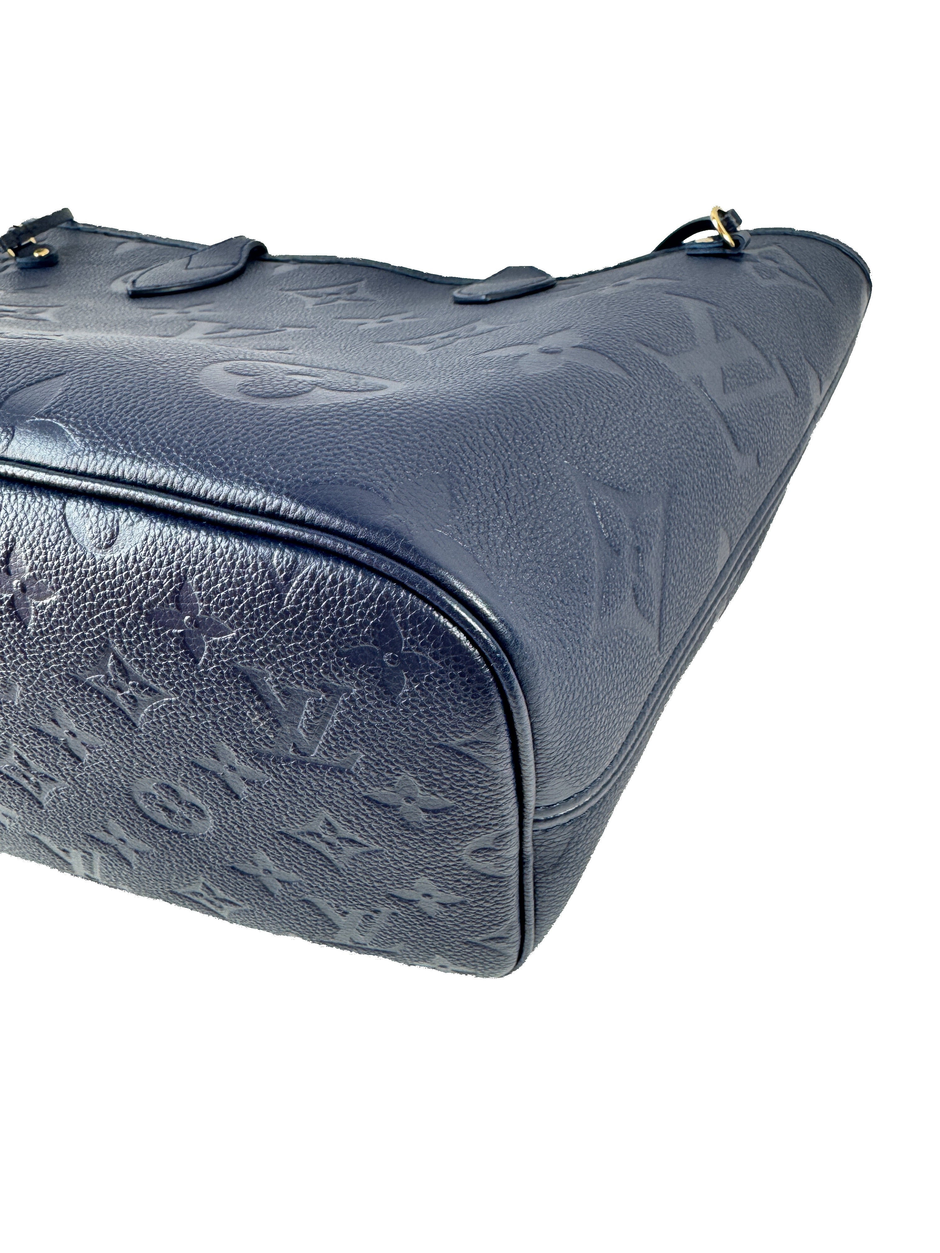 Louis Vuitton navy giant monogram empreinte Neverfull MM (NFC)