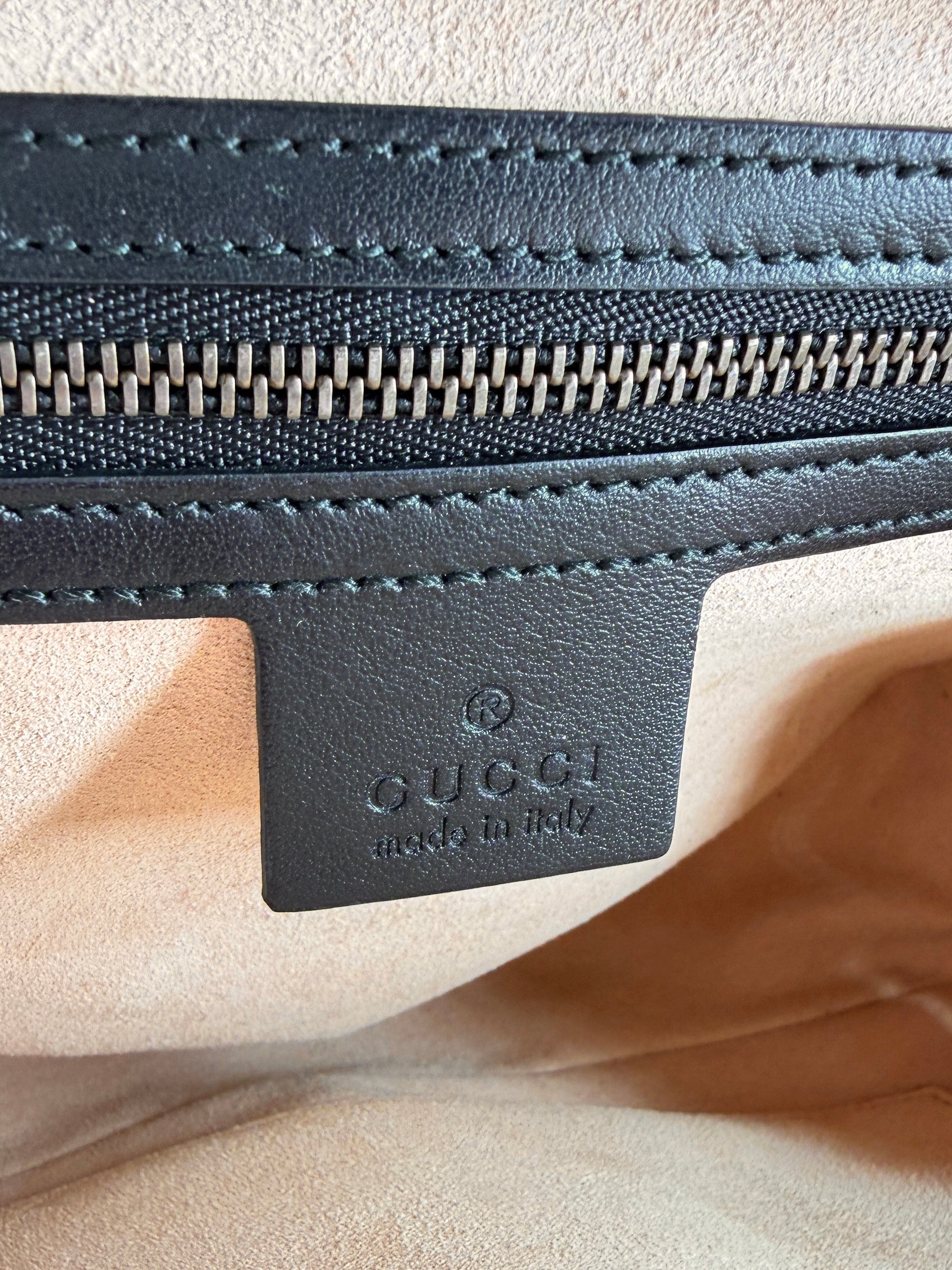 Gucci black calfskin Sylvie web small GG Marmont bag 498188 562600