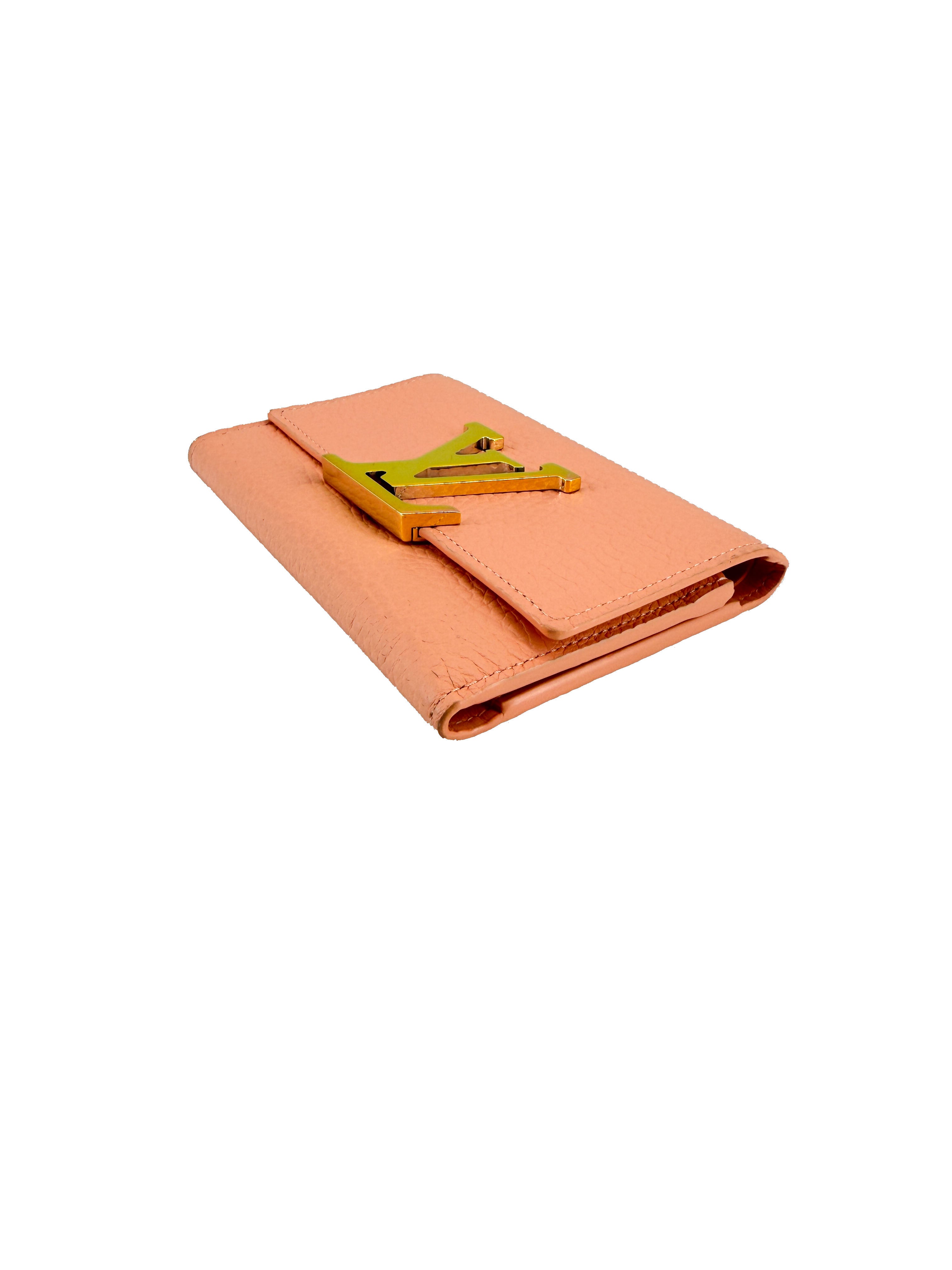 Louis Vuitton peach leather Capucines XS wallet NFC