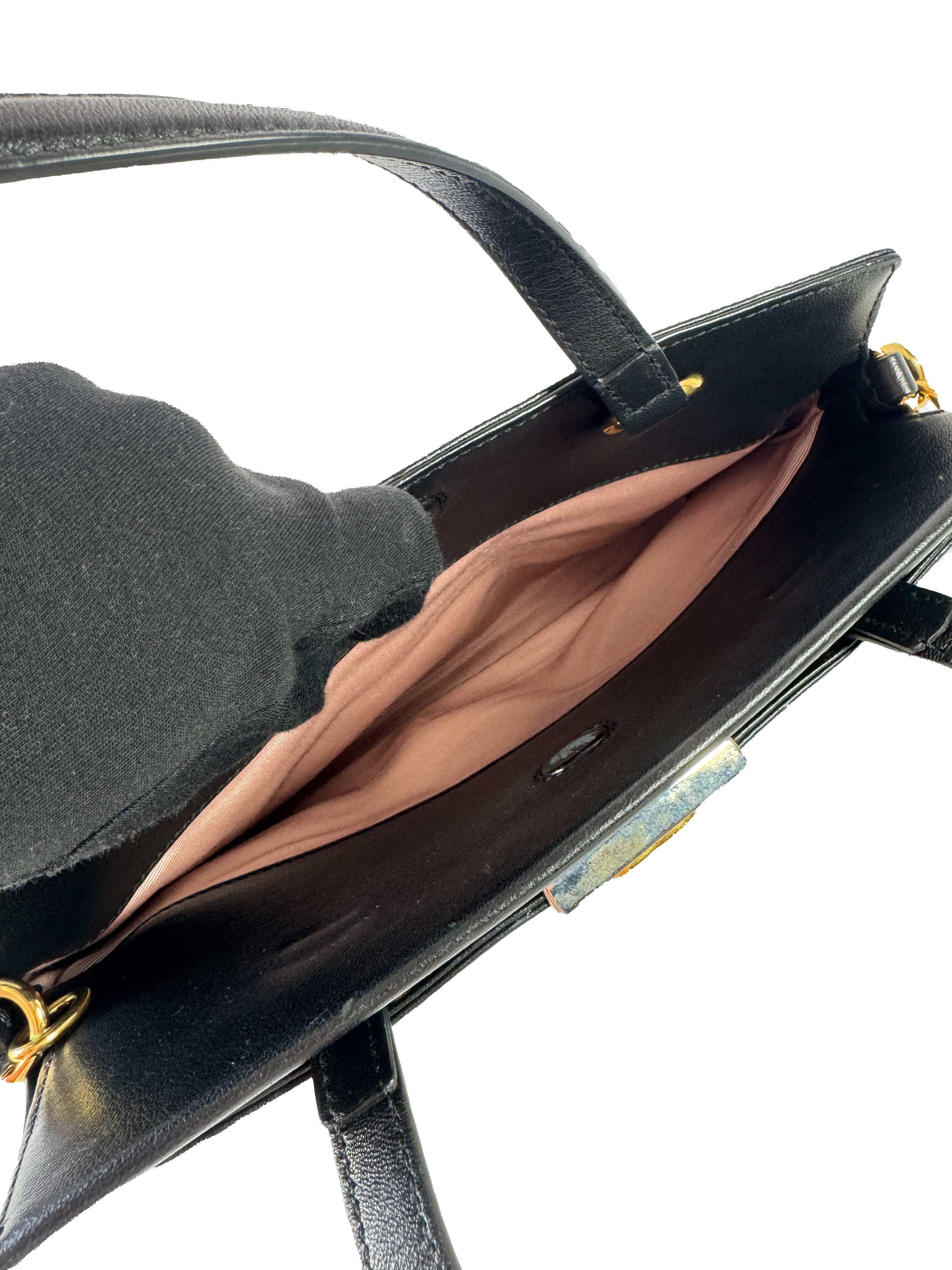 Gucci black lambskin small linea matisse top handle bag 631663520981