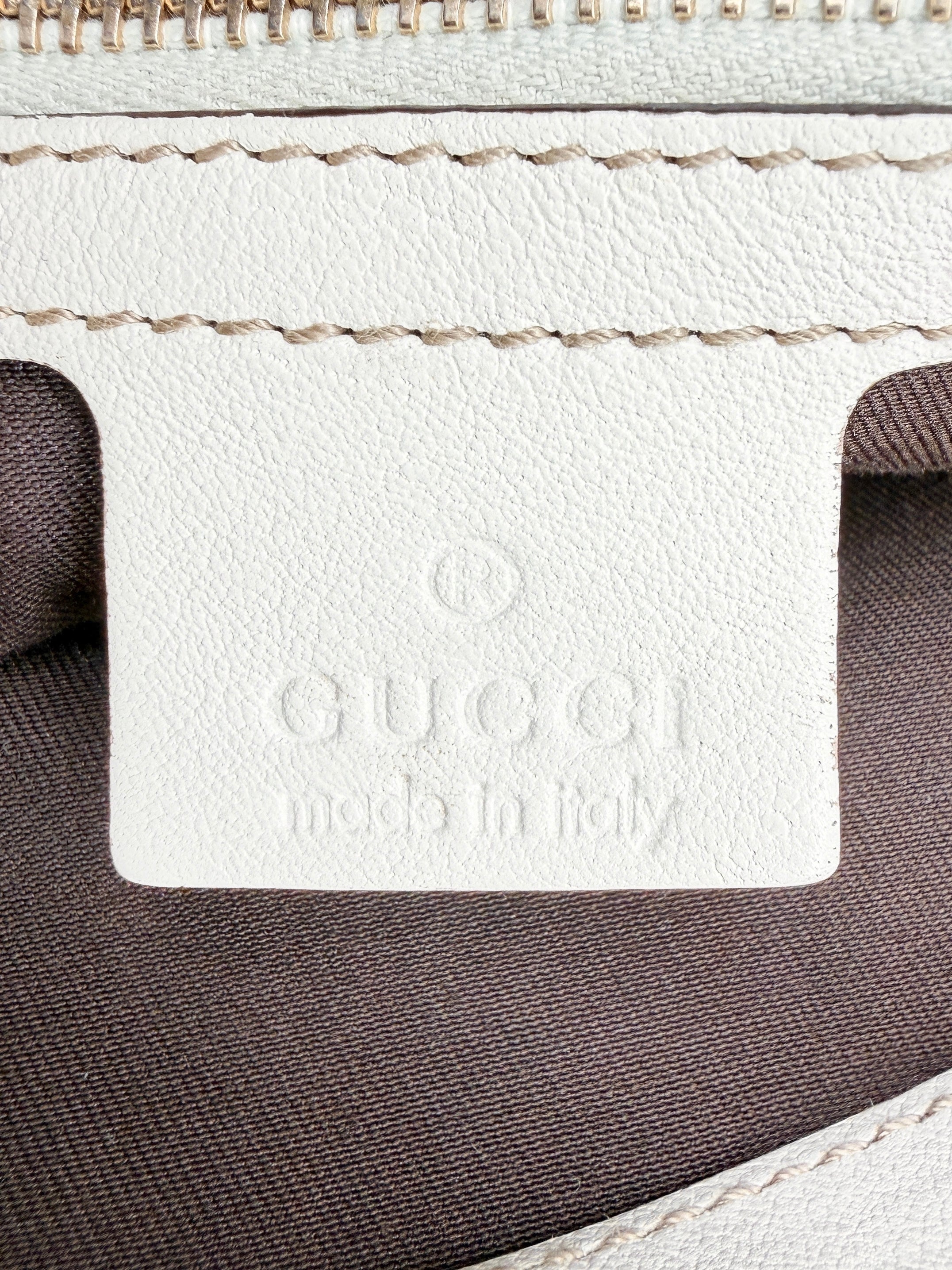 Gucci brown white signature Pelham medium shoulder bag 137621 486628