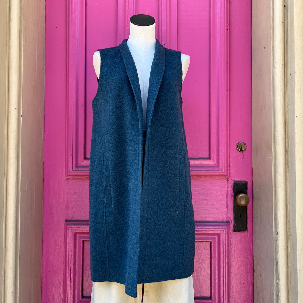 Eileen Fisher teal open vest size S