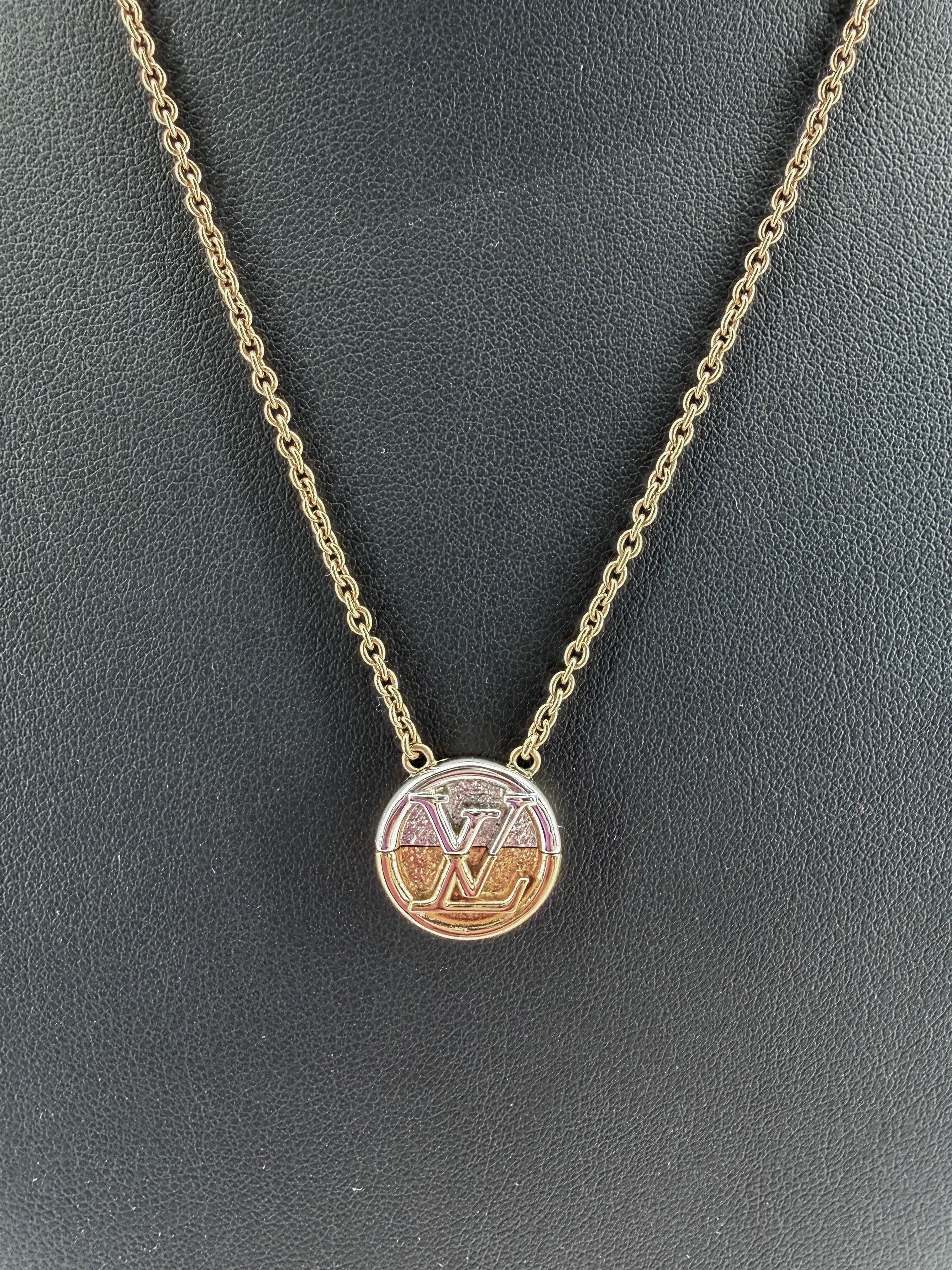 Louis Vuitton metal L to V necklace gold/silver VA1220