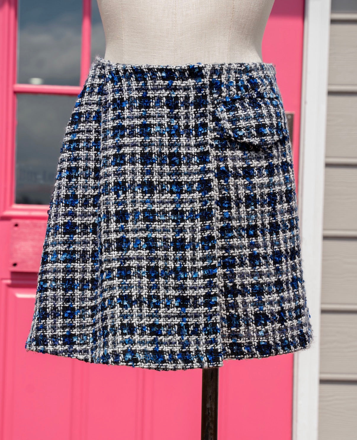 Ollari blue black white tweed skort size XL NWT