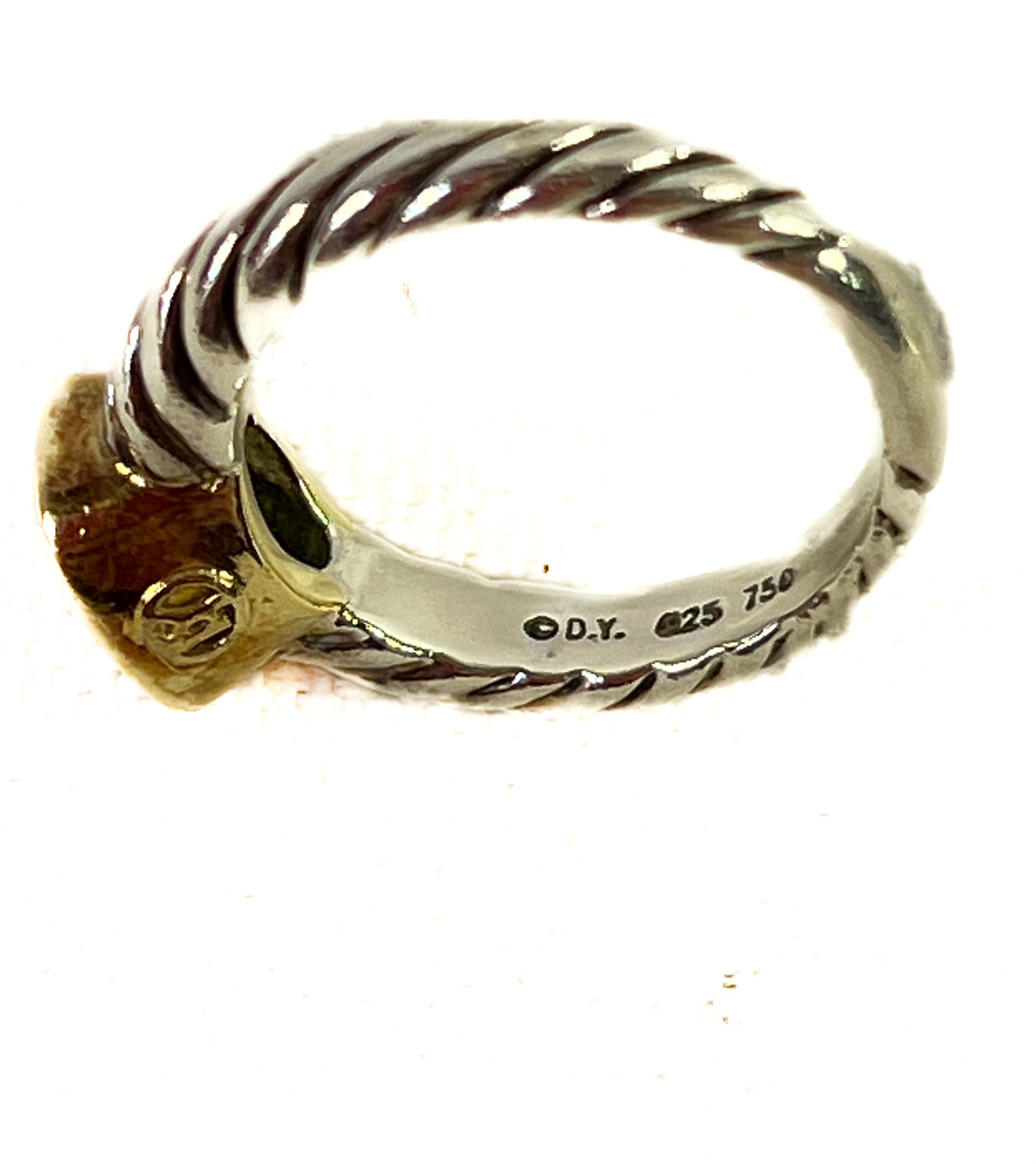 David Yurman sterling silver 18k gold diamond petite albion ring