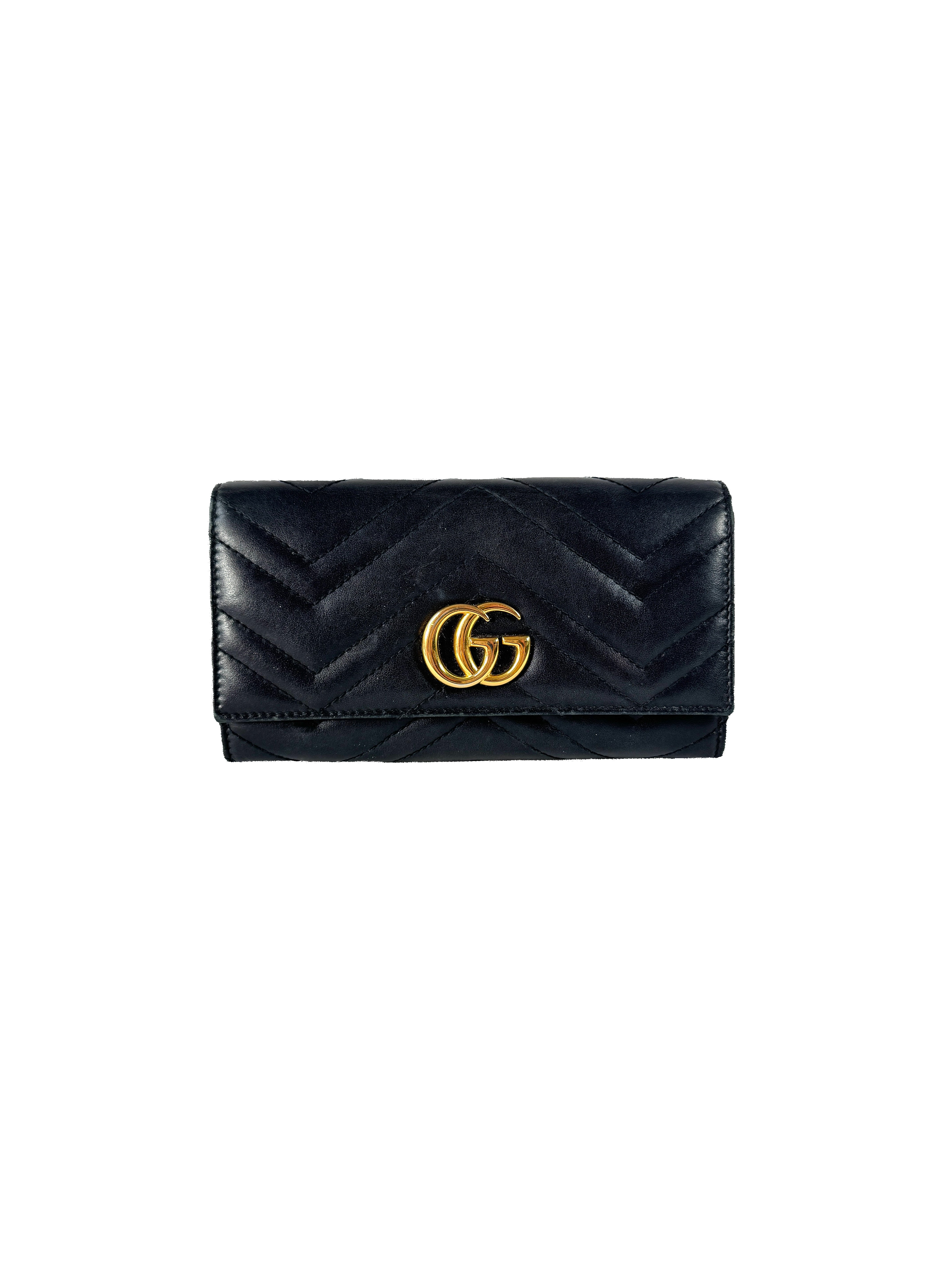 Gucci black leather Continental Marmont wallet 4434361147