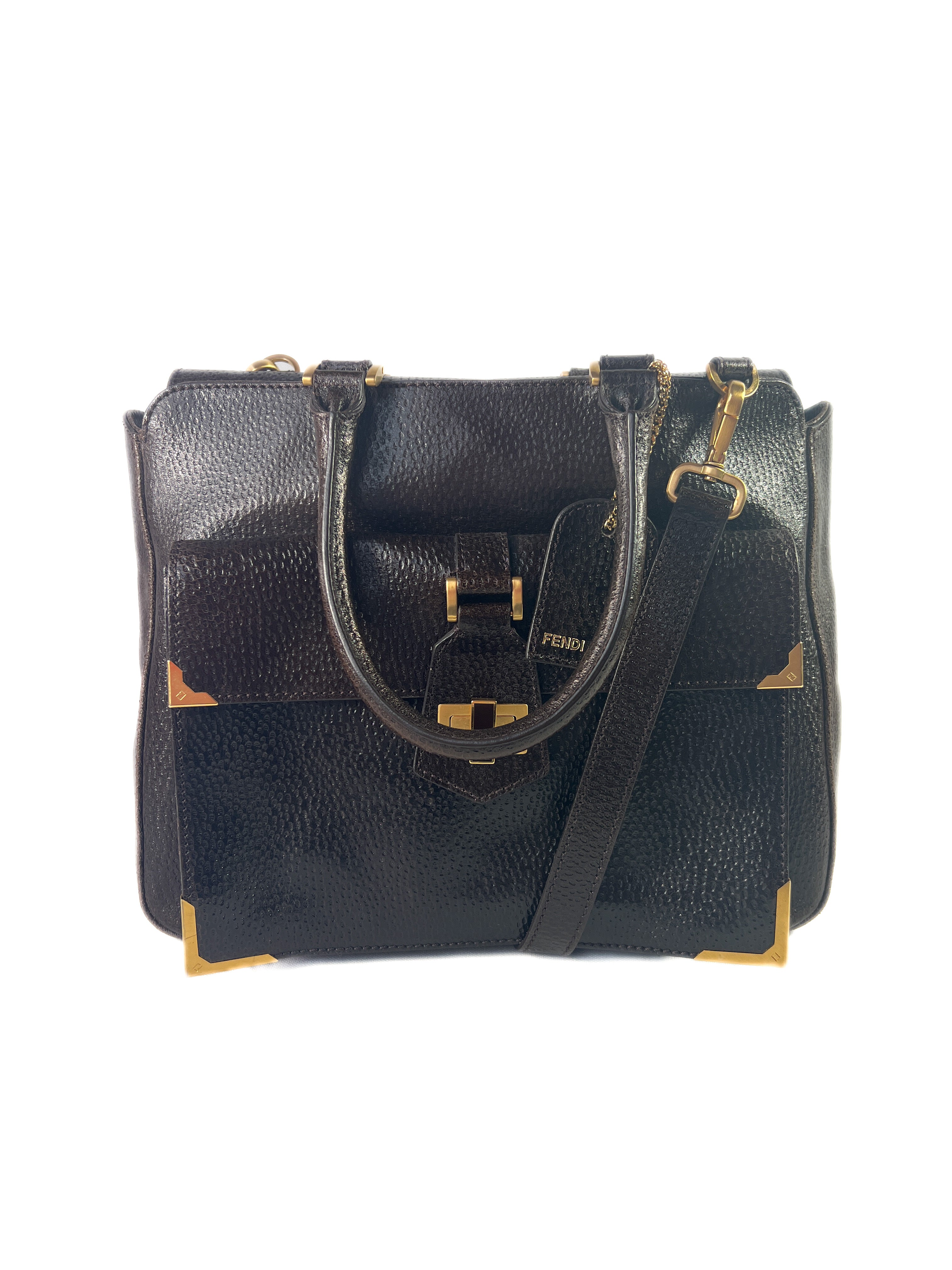 Fendi brown leather Classico No 3 satchel