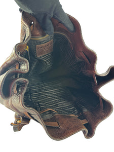 Prada brown leather Cervo Antik drawstring bag  T7