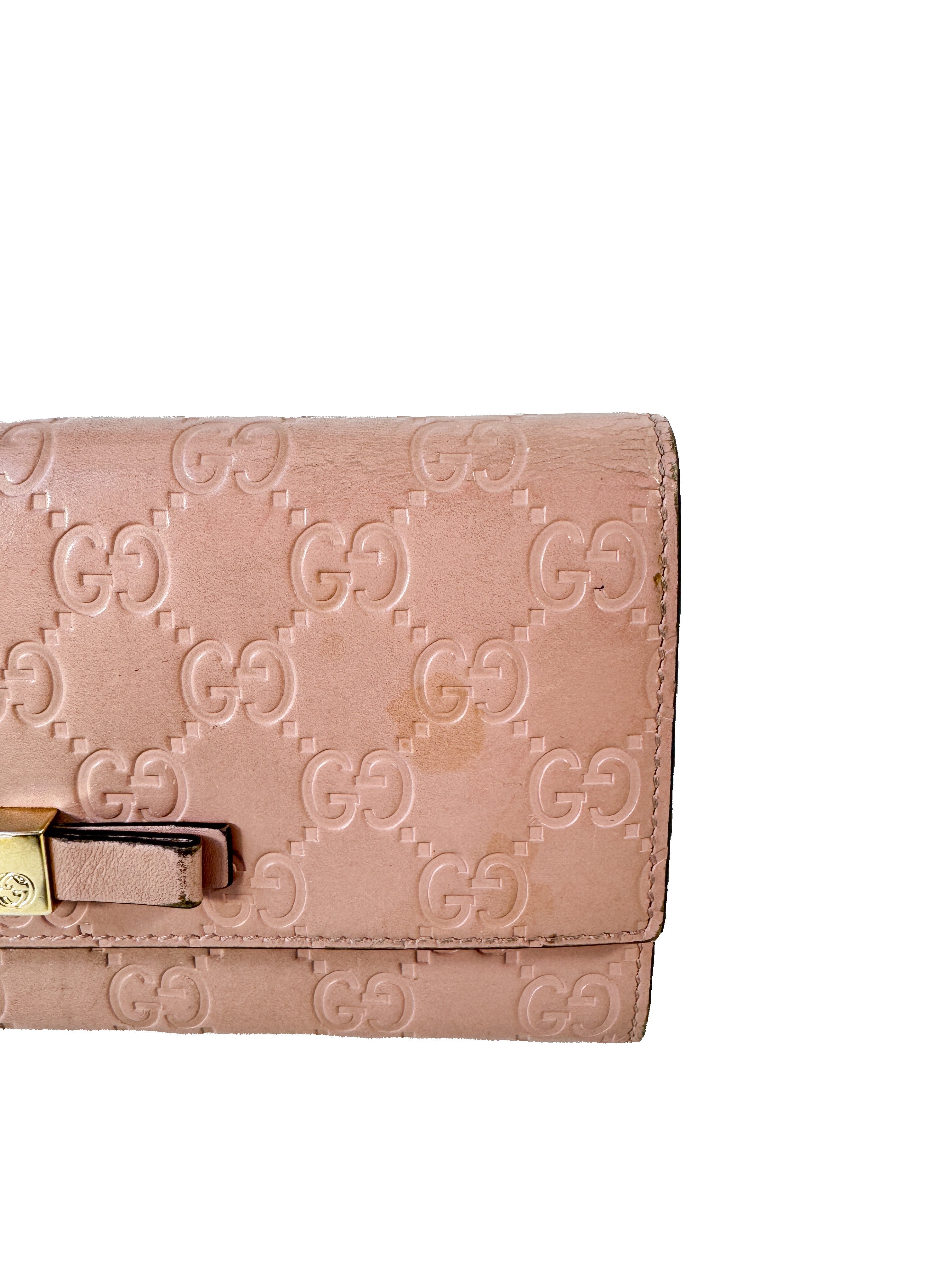 Gucci light pink Guccissima leather wallet 388679-2067
