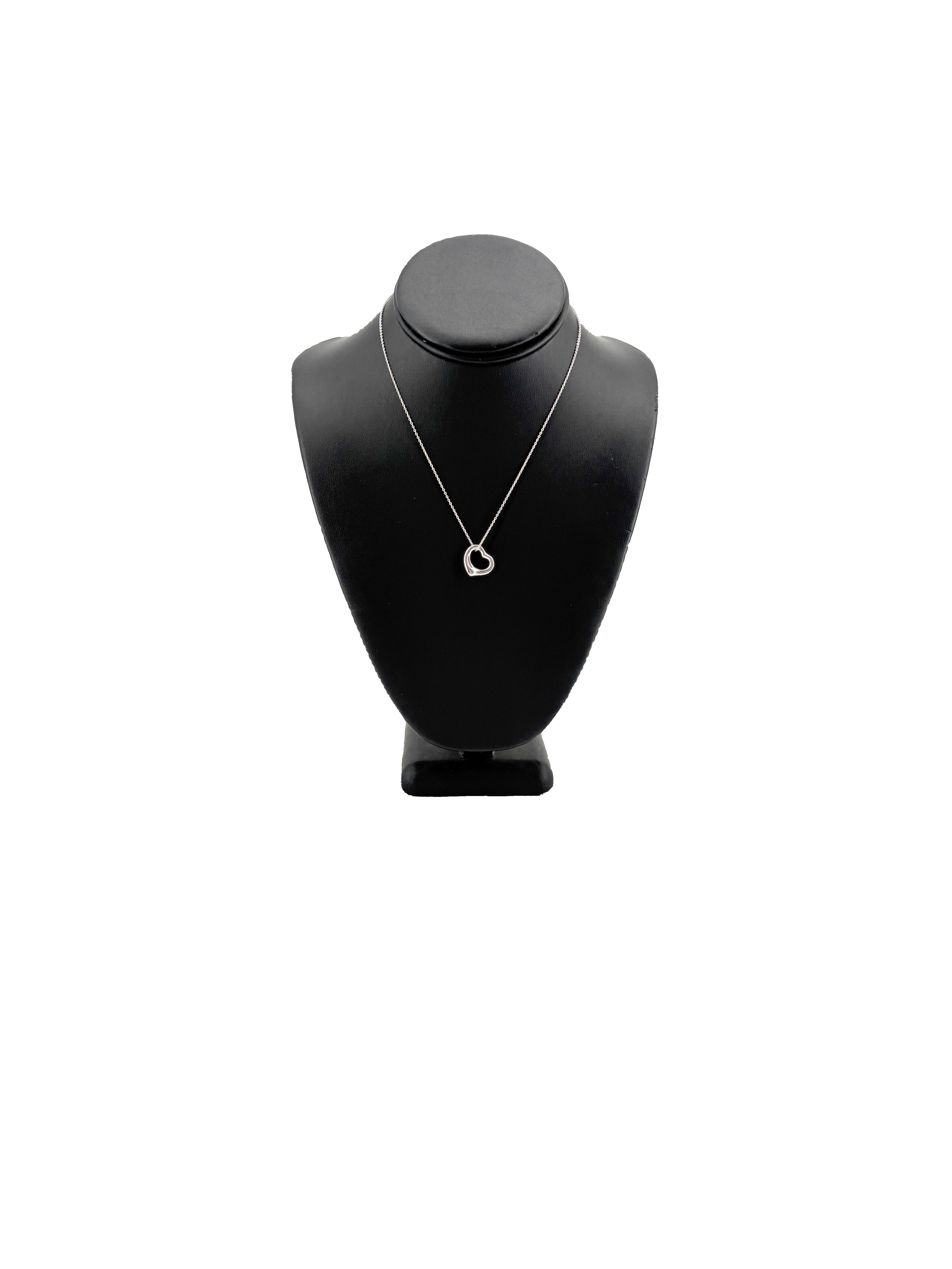 Tiffany & Co Elsa Peretti sterling silver 16MM open heart necklace