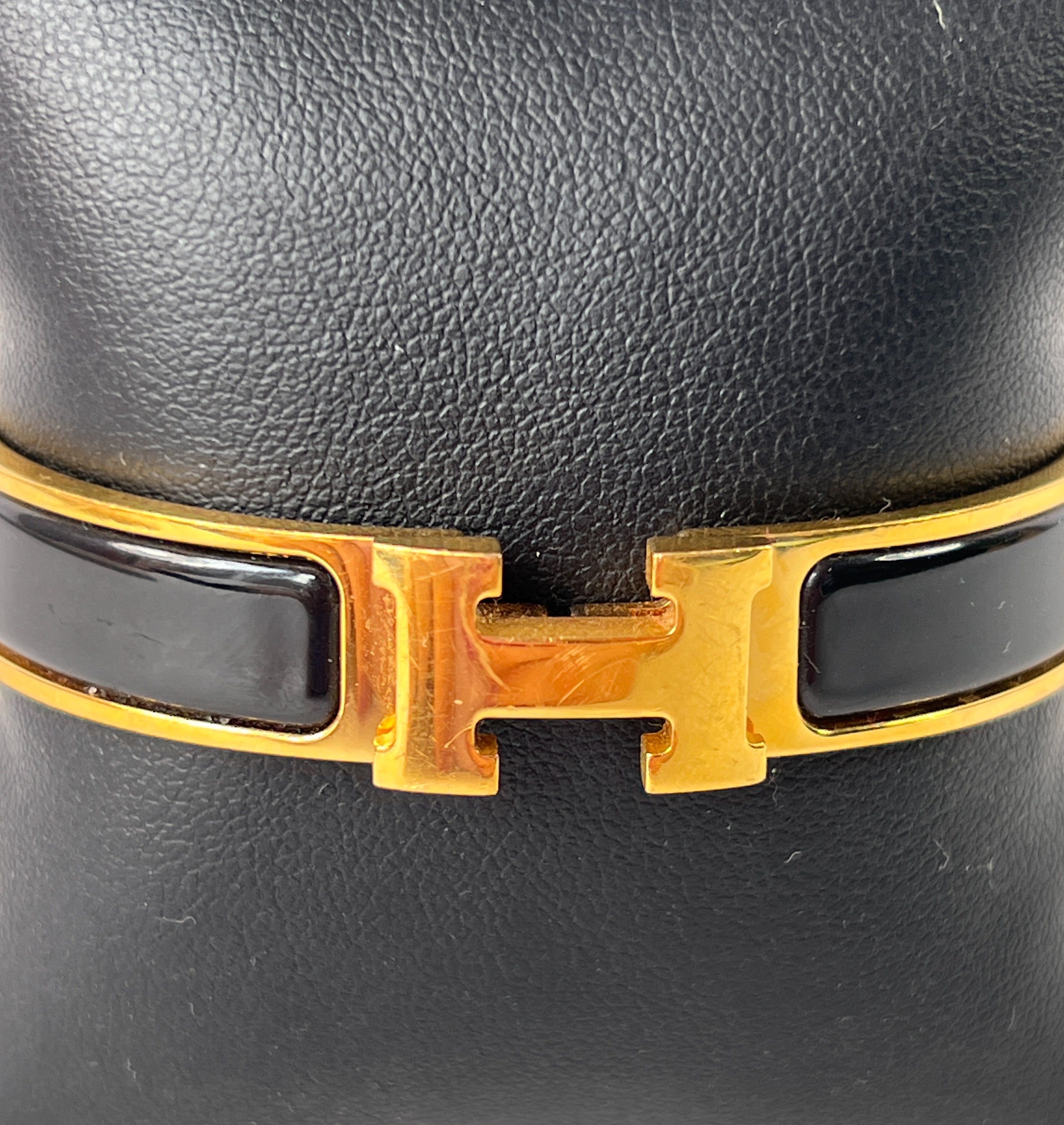 Hermes black and gold Clic H bracelet GM