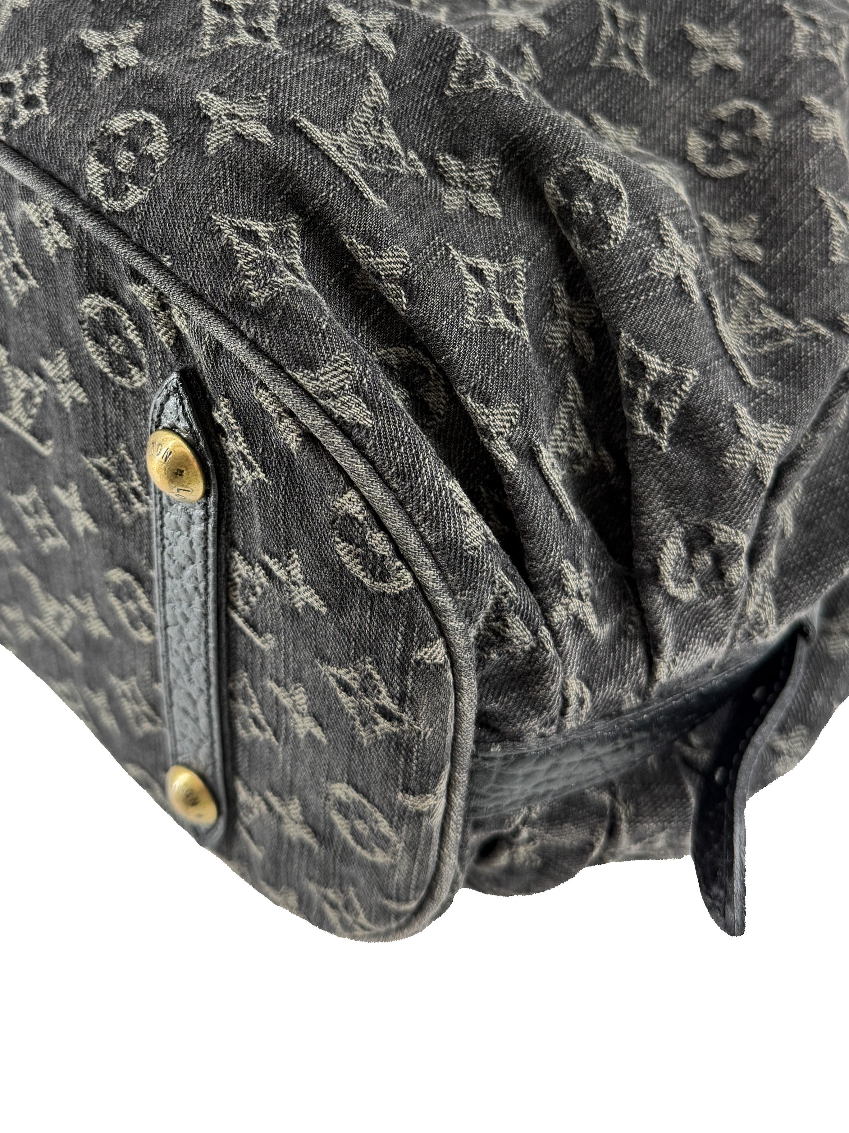 Louis Vuitton monogram black denim Mahina XL FL0078