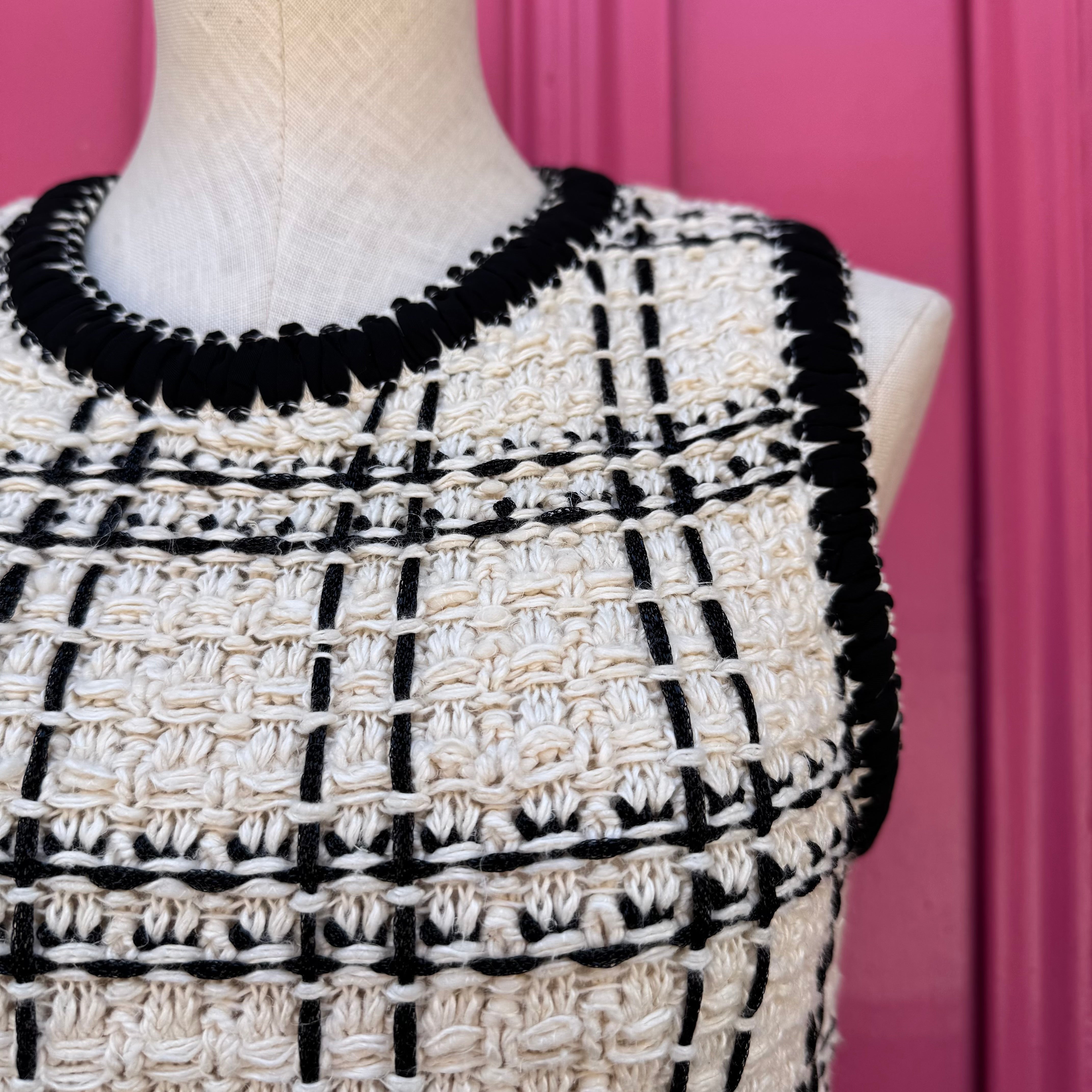 Tory Burch cream black tweed tank dress size S