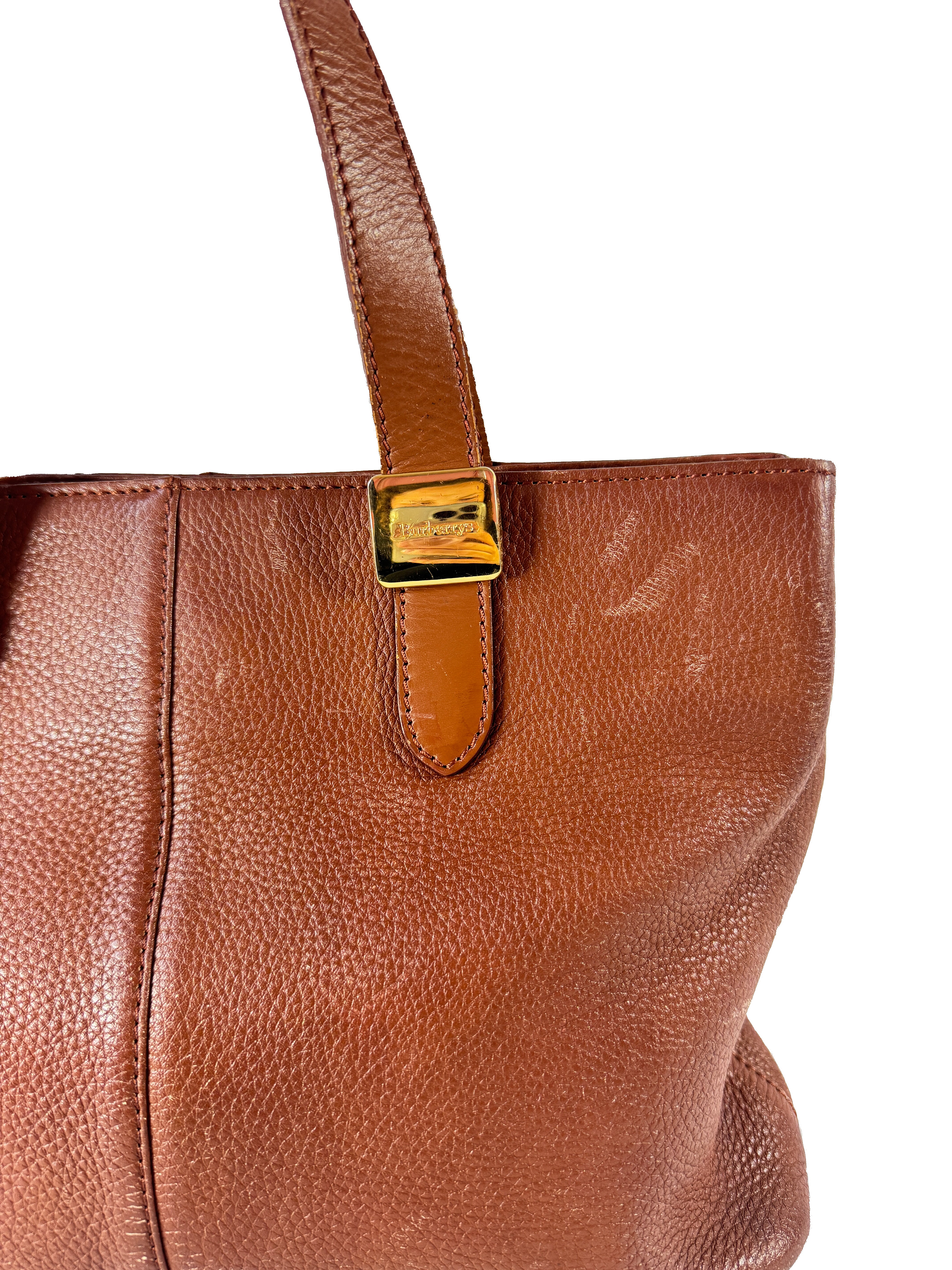 Burberry brown leather vintage small tote
