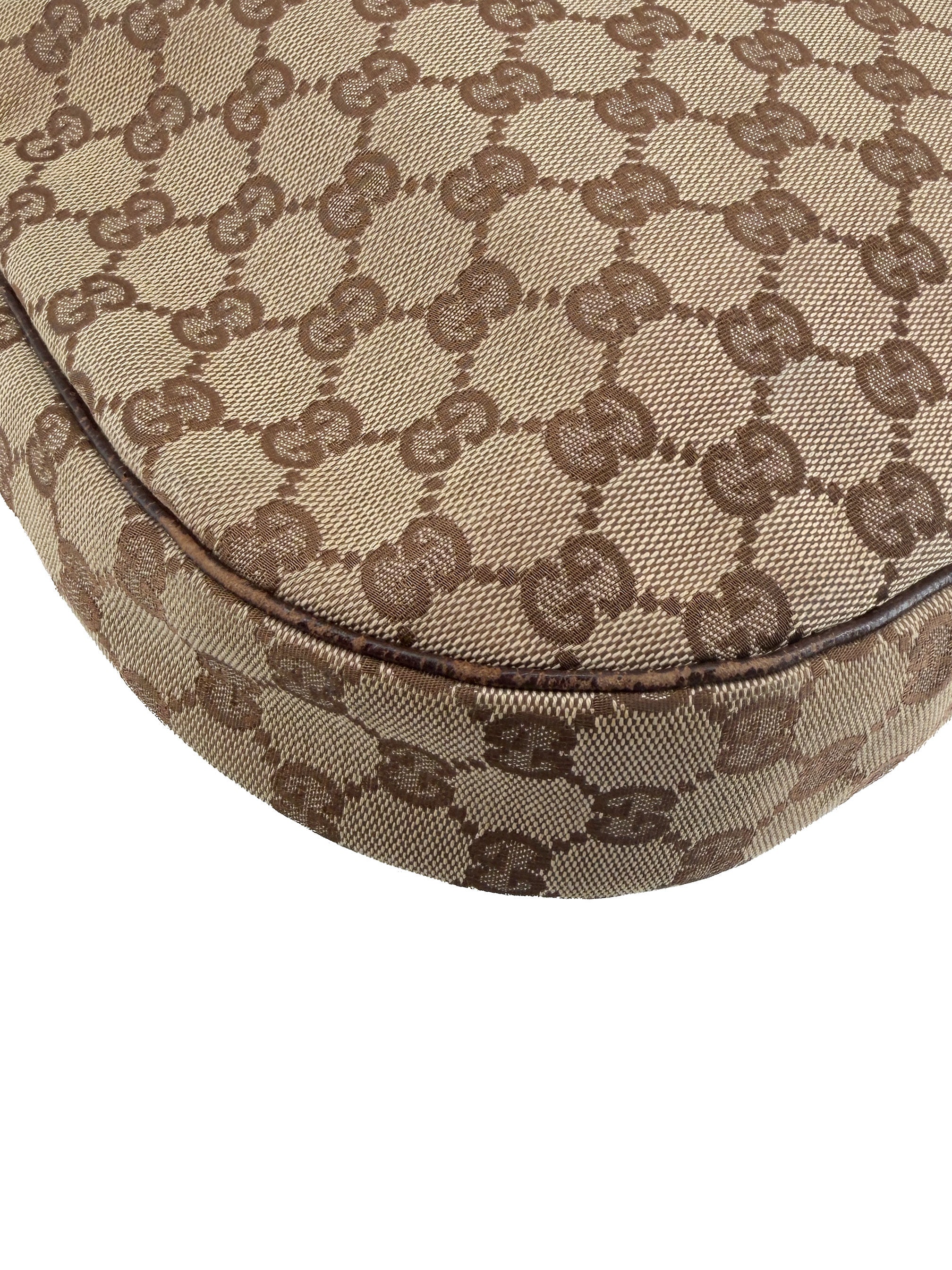 Gucci brown GG half moon canvas shoulder bag 122790001998
