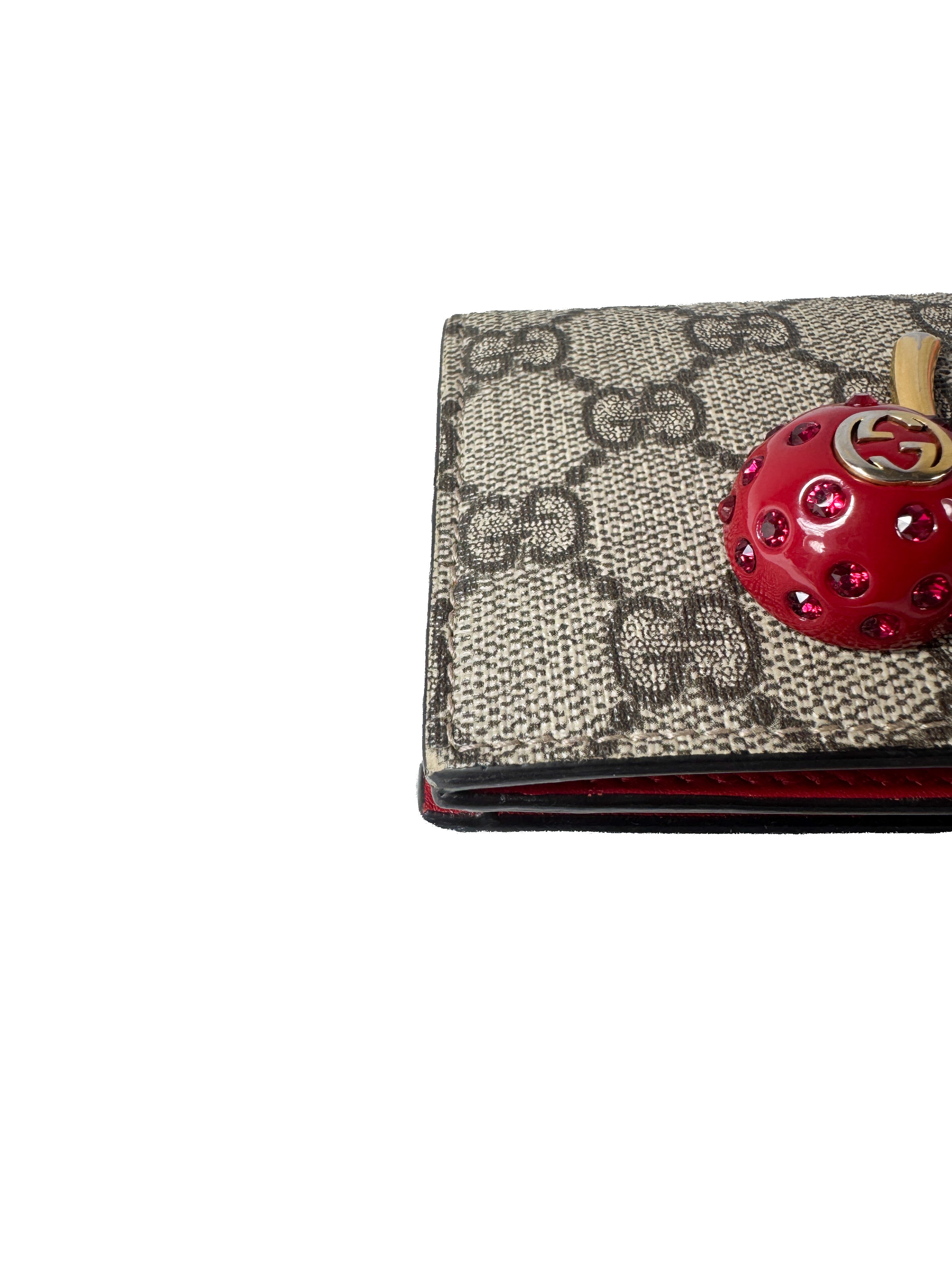 Gucci GG Supreme signature cherry cardholder wallet 476050-1147