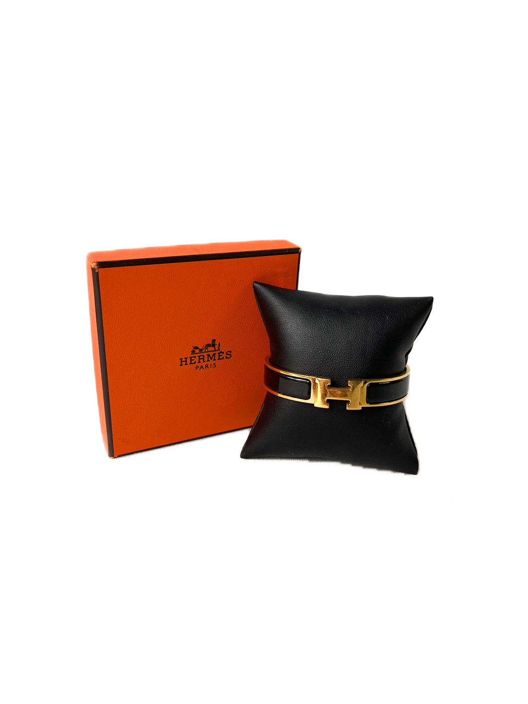Hermes black and gold Clic H bracelet GM