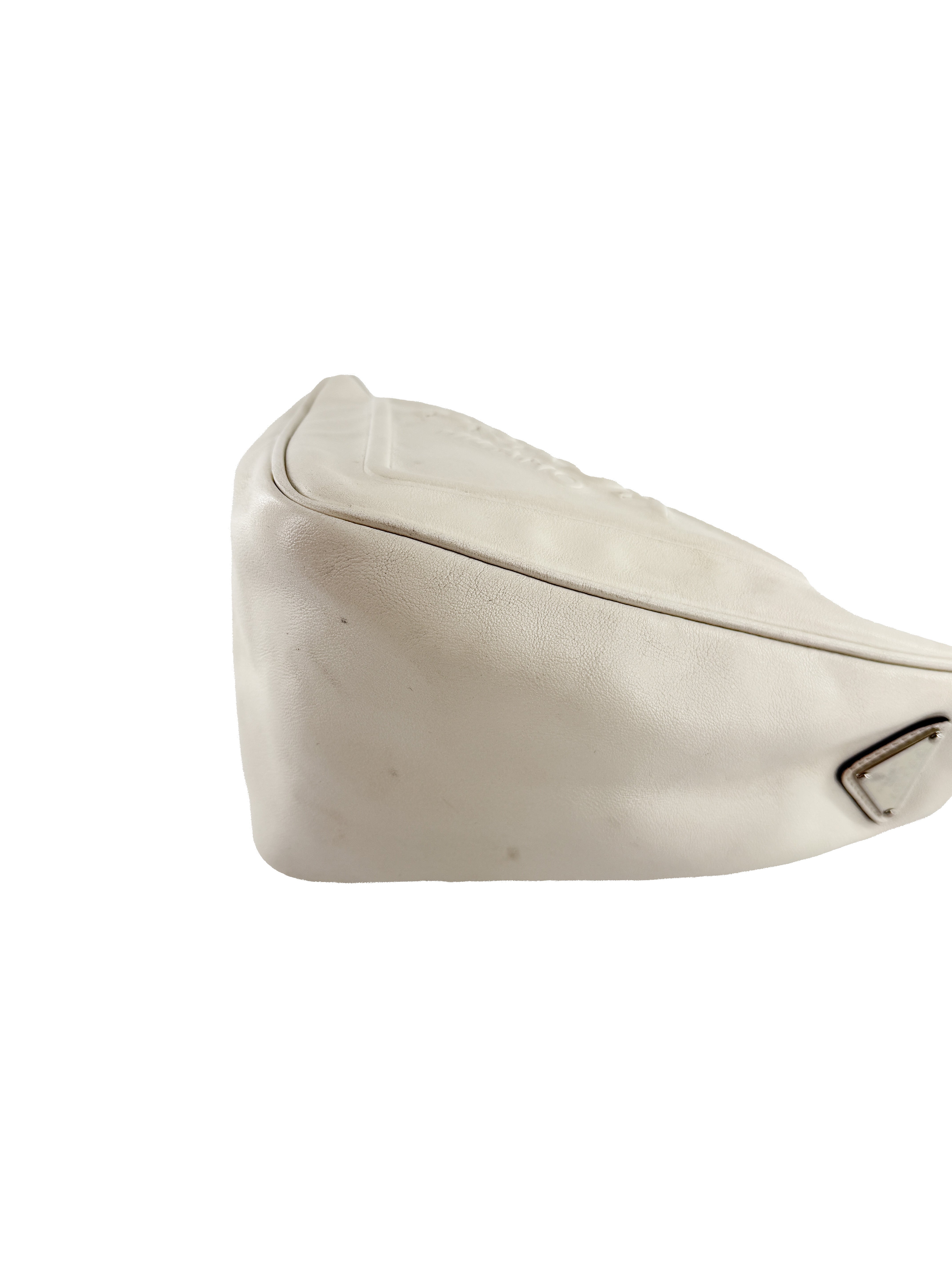 Prada white leather Triangle bag 42