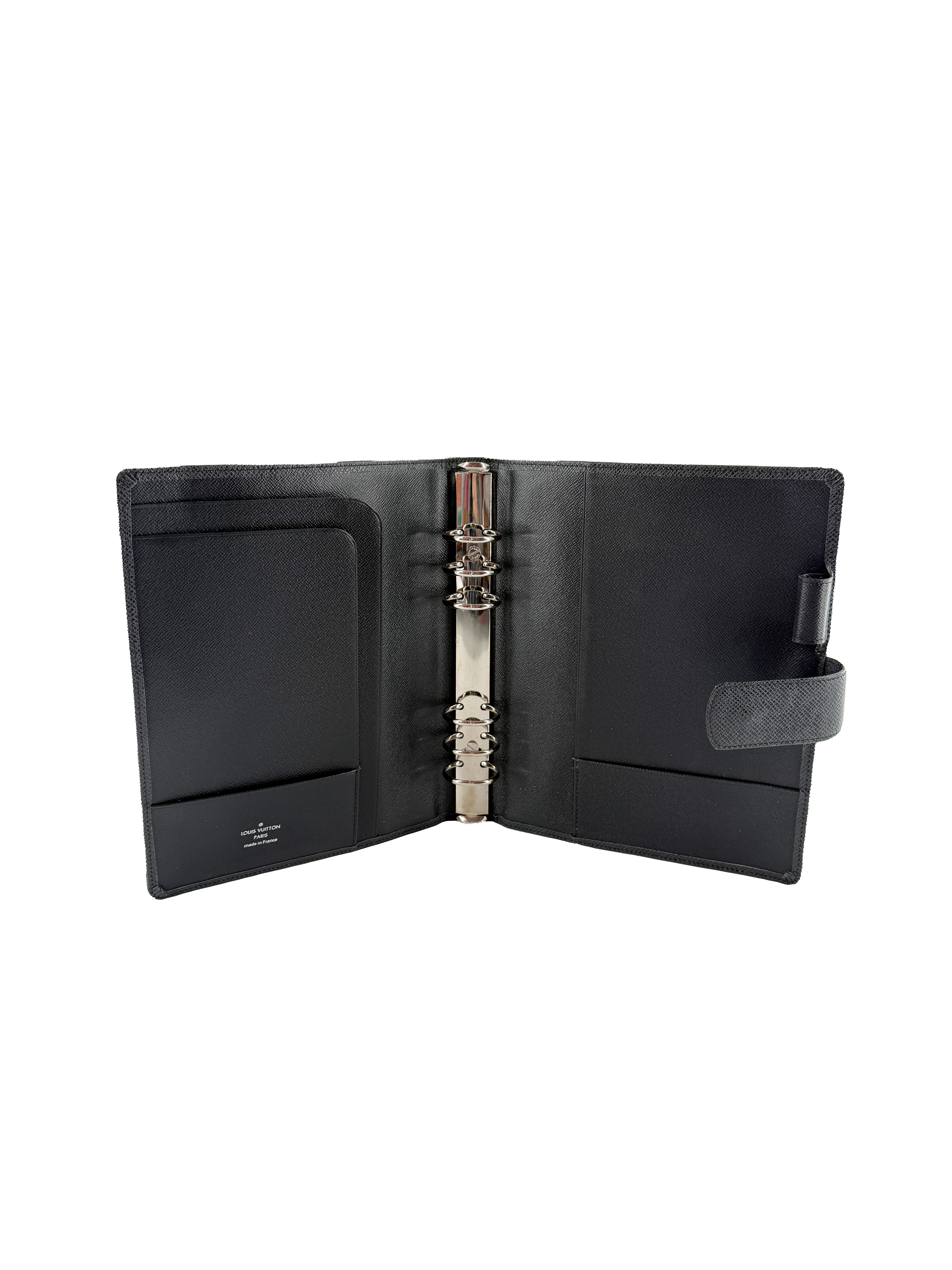 Louis Vuitton black Taiga leather agenda GM