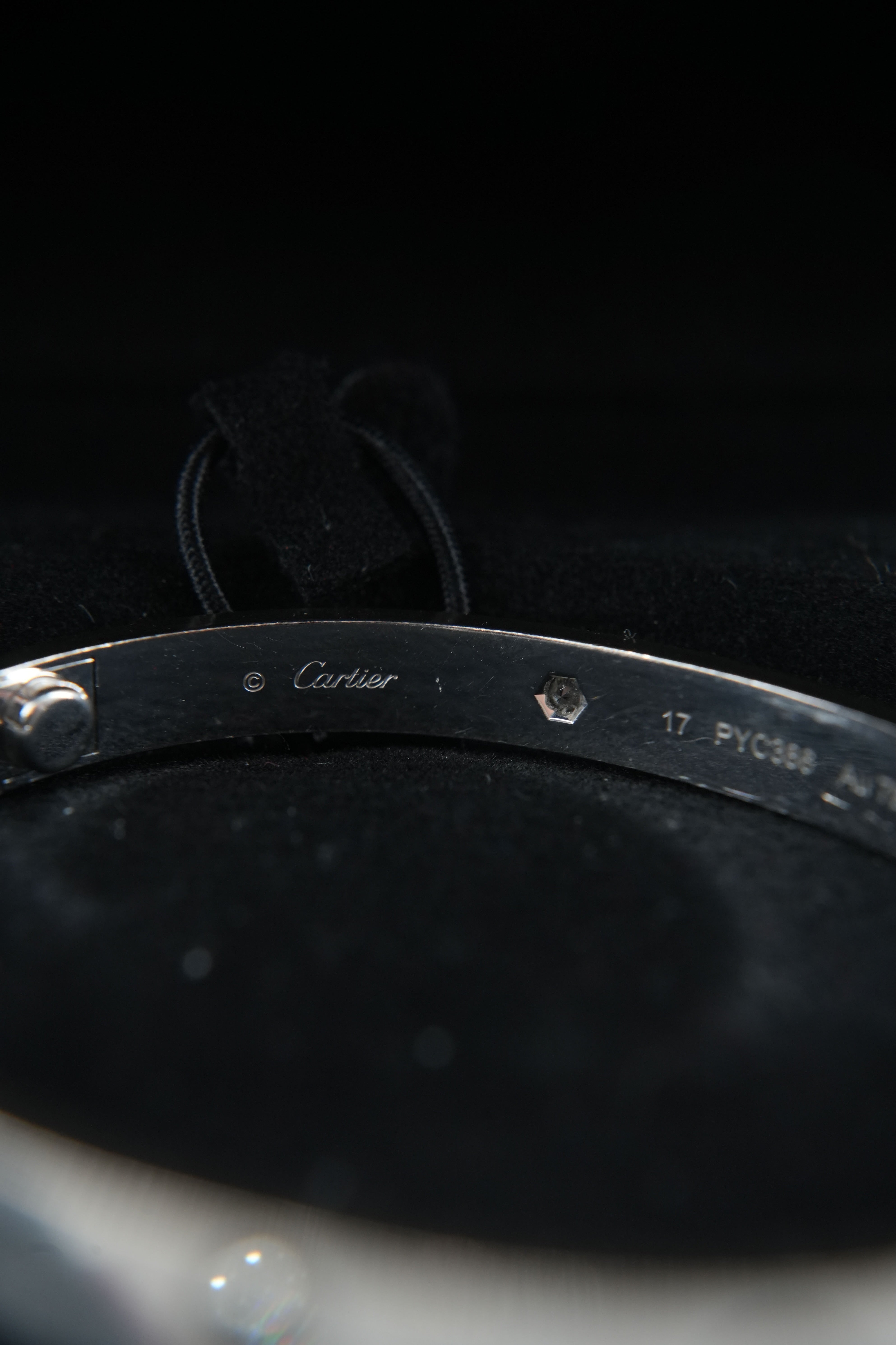Cartier love 4 diamond 18k white gold bracelet size 17 PYC386
