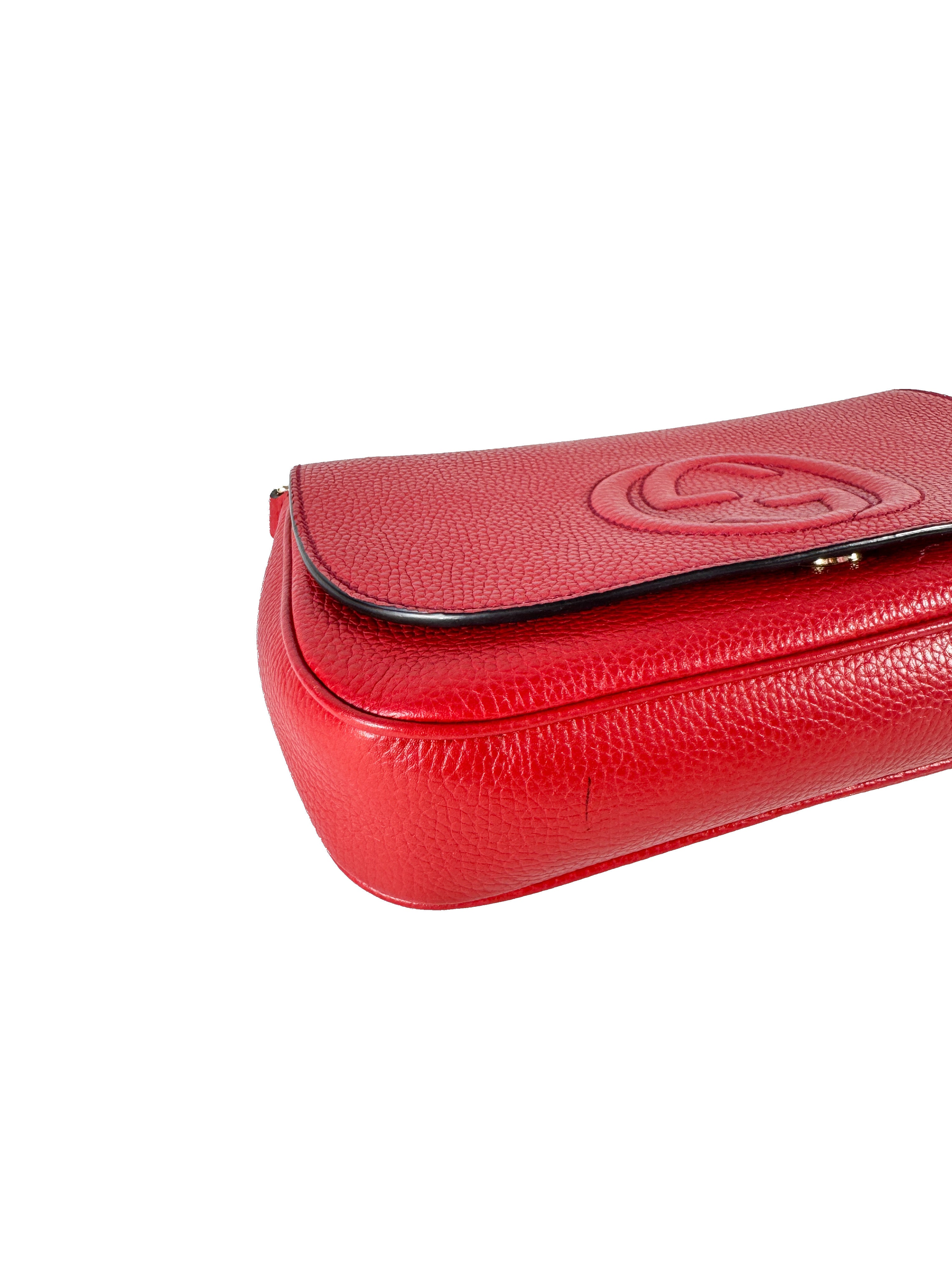 Gucci red leather Medium Soho Flap Crossbody 536224 213317