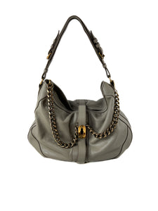 Burberry gray leather Bartow hobo shoulder bag retail $1199