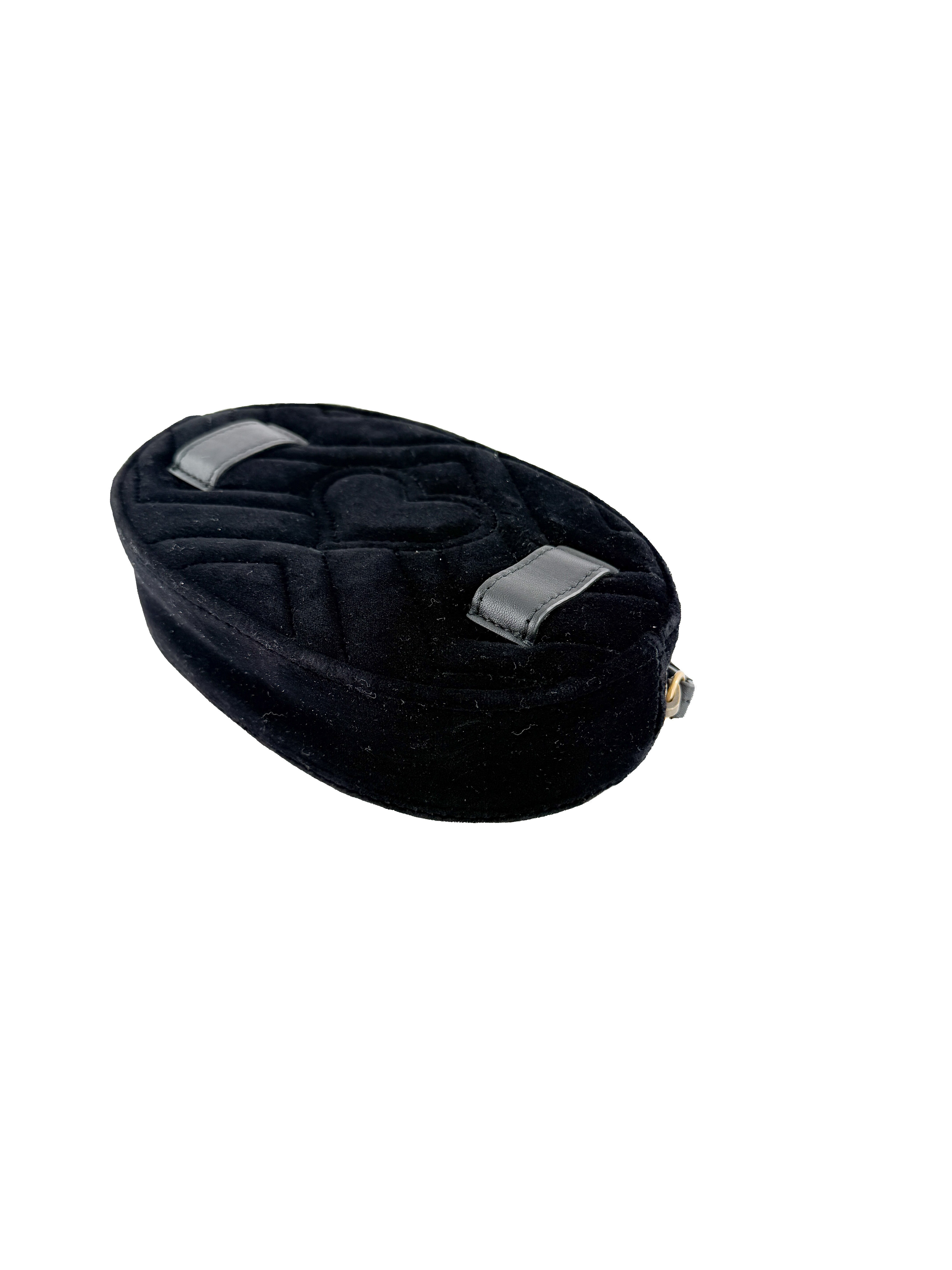 Gucci black leather, velvet crystal star GG marmont belt bag 476434 493075