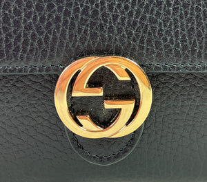 Gucci black leather interlocking G compact wallet  5981672184