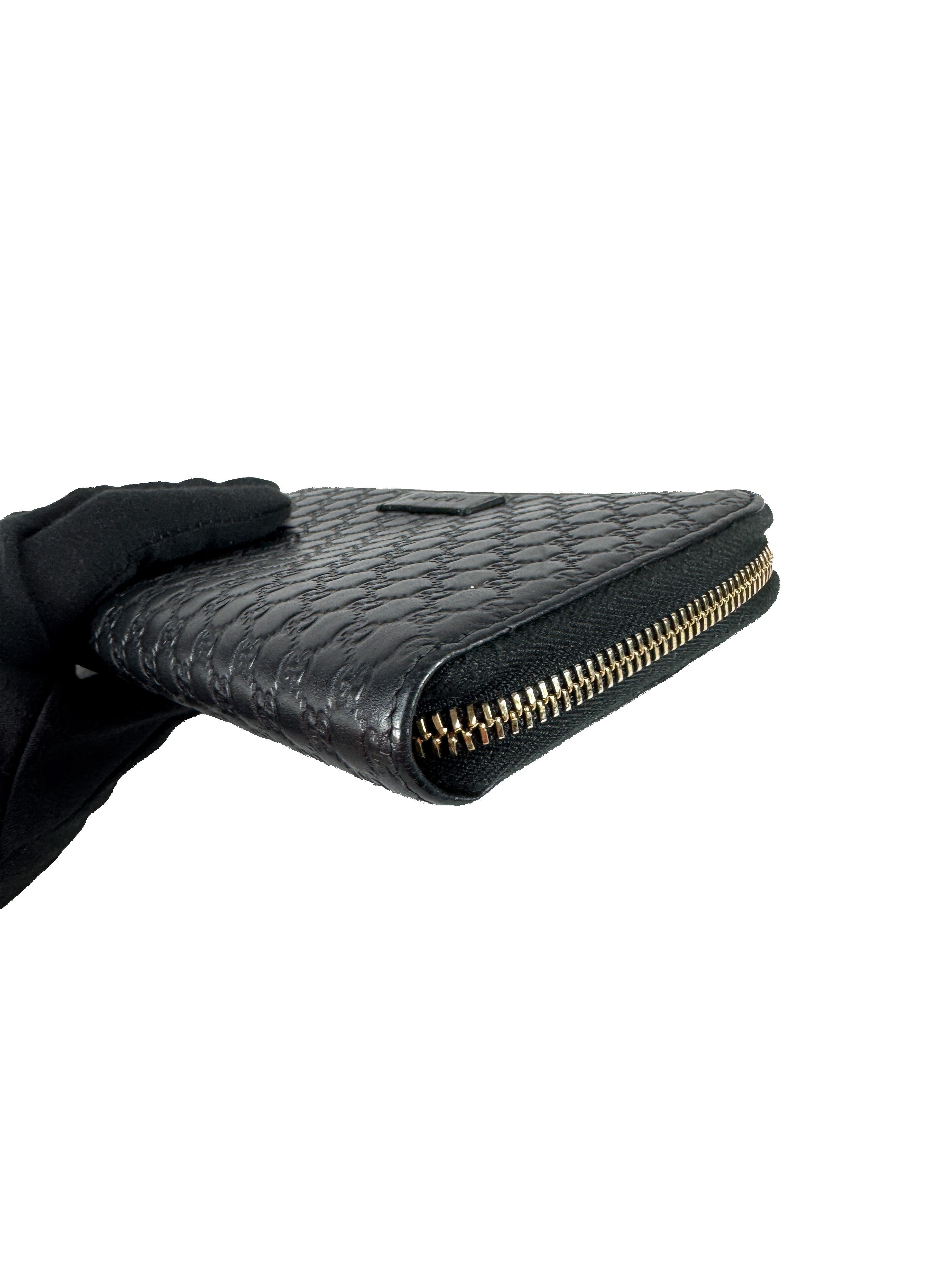 Gucci black leather GG zip around wallet 449391-2149