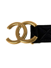 Chanel gold tone CC black quilted belt 90 36