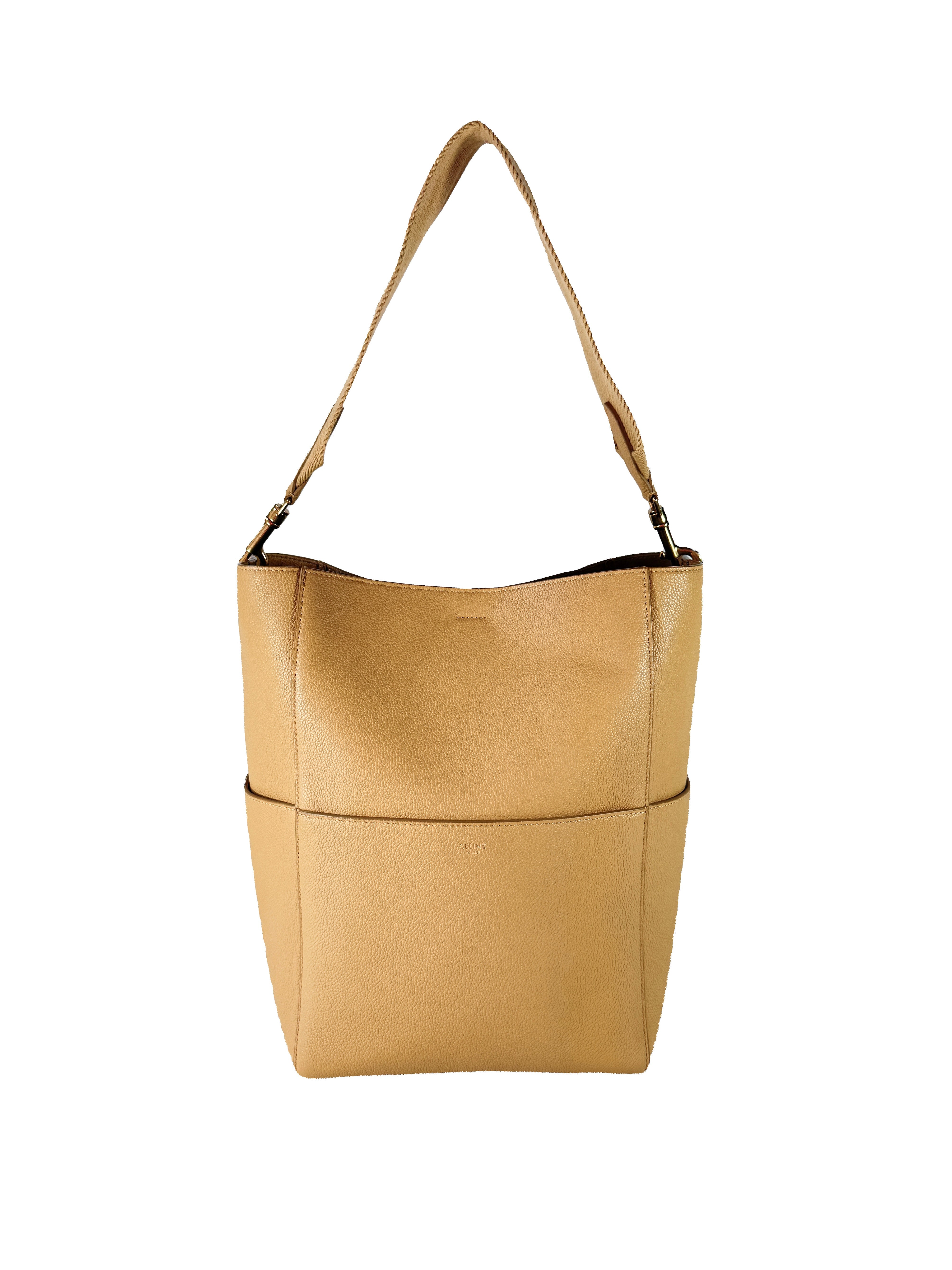Celine honey beige leather Sangle Seau large U-GM-0159