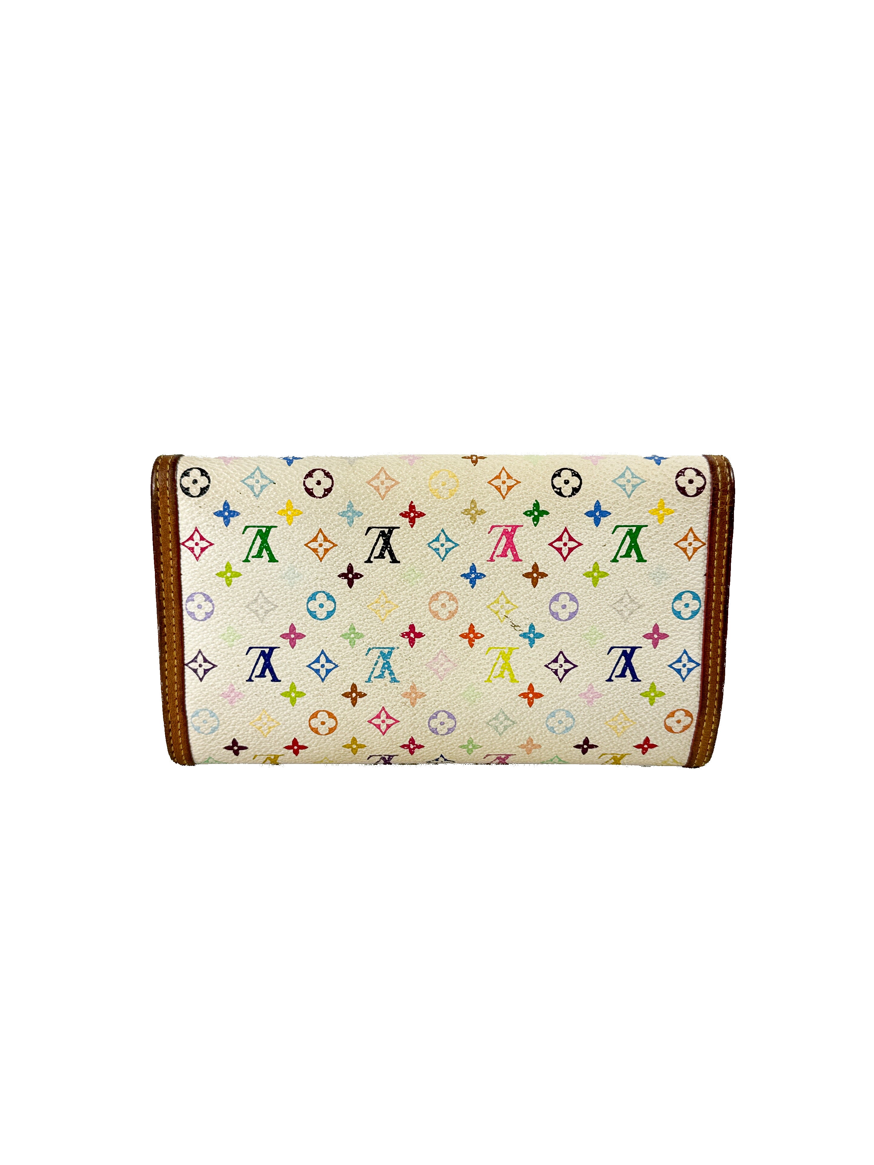 Louis Vuitton white multicolor porte tresor international wallet  TH0074