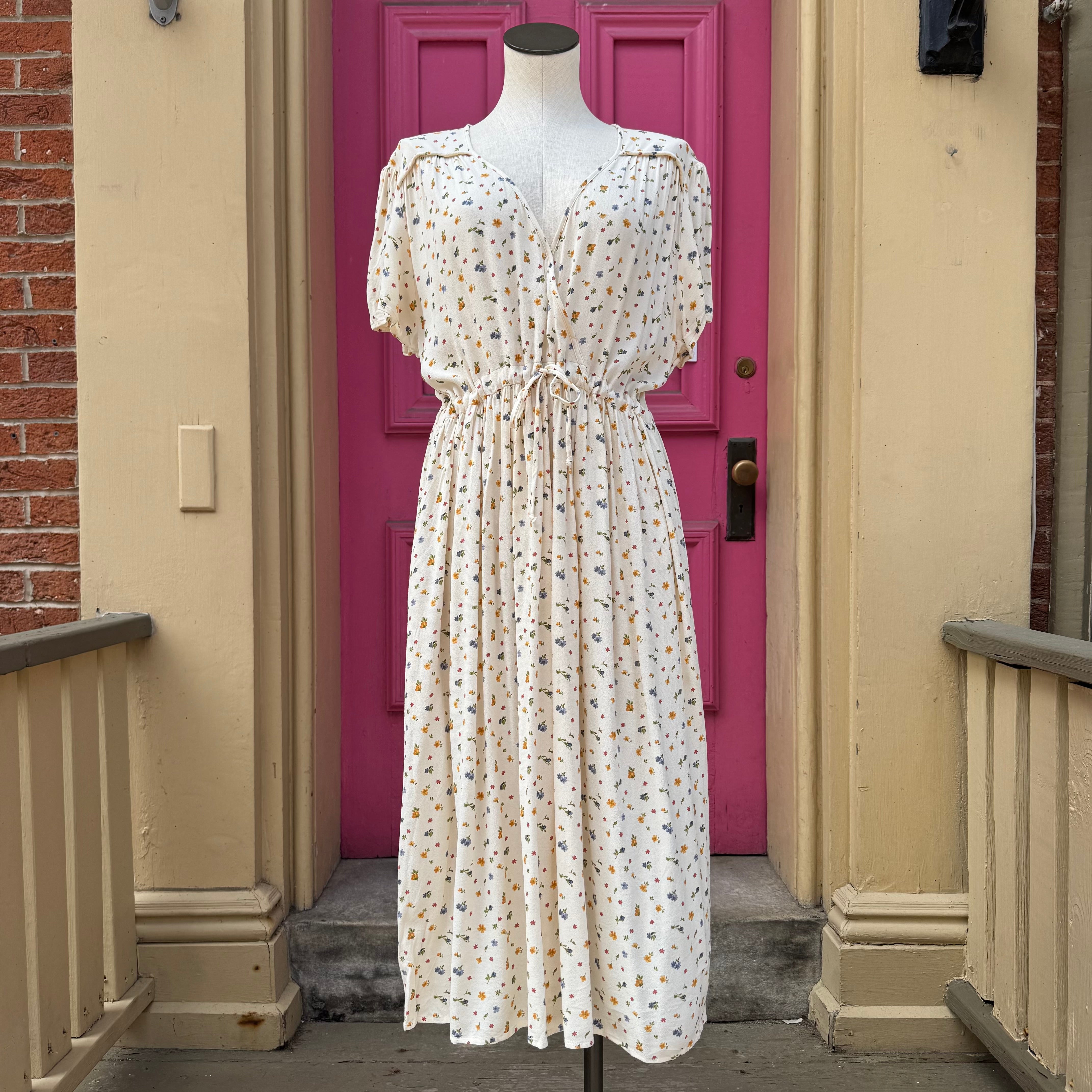 Christy Dawn cream multicolor short sleeve dress size XLP