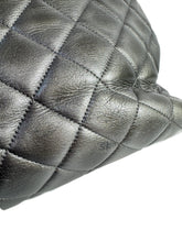 Chanel dark silver quilted large trendy shopping tote 21647644