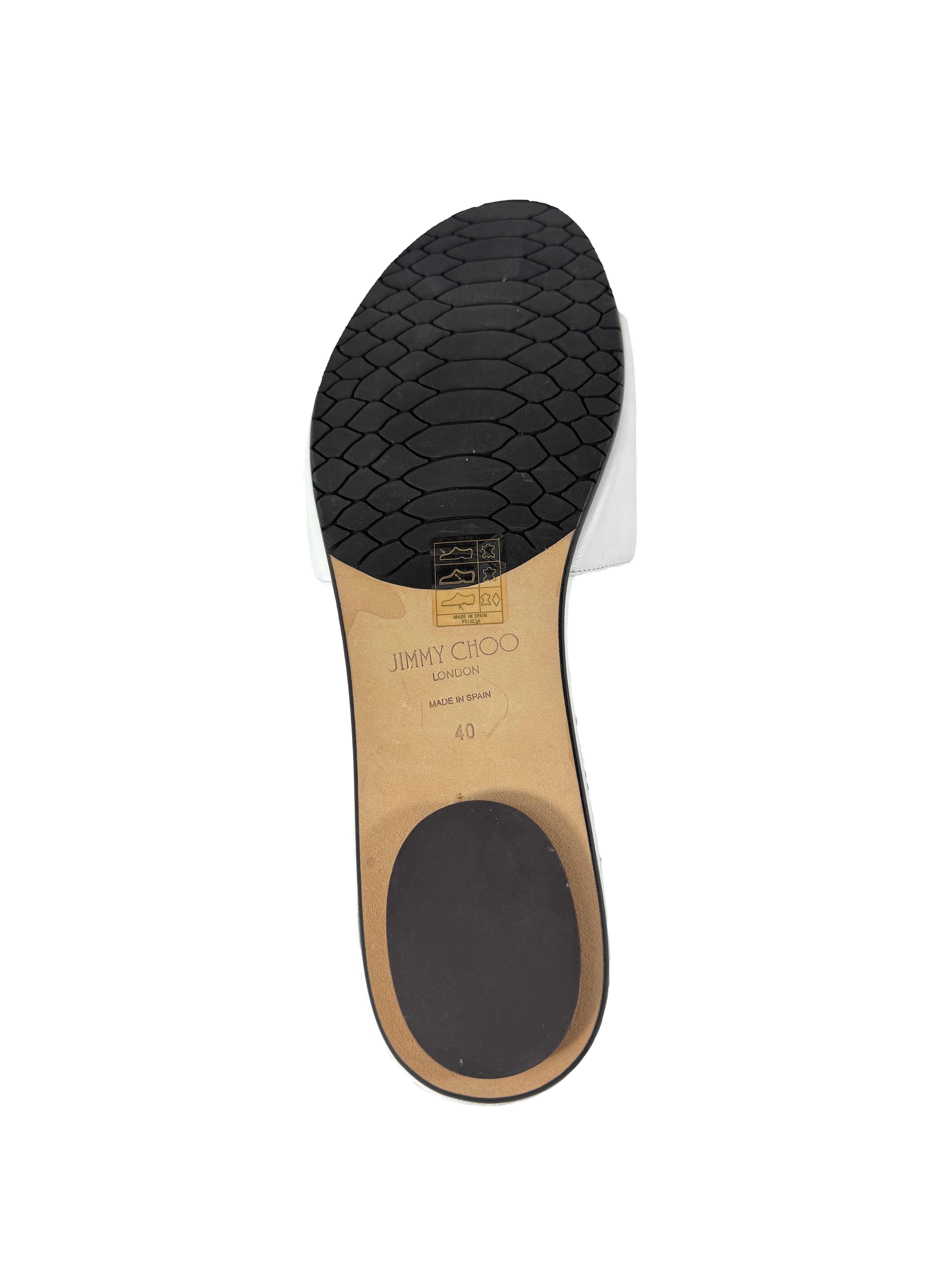 Jimmy Choo white leather slides size 40 NEW