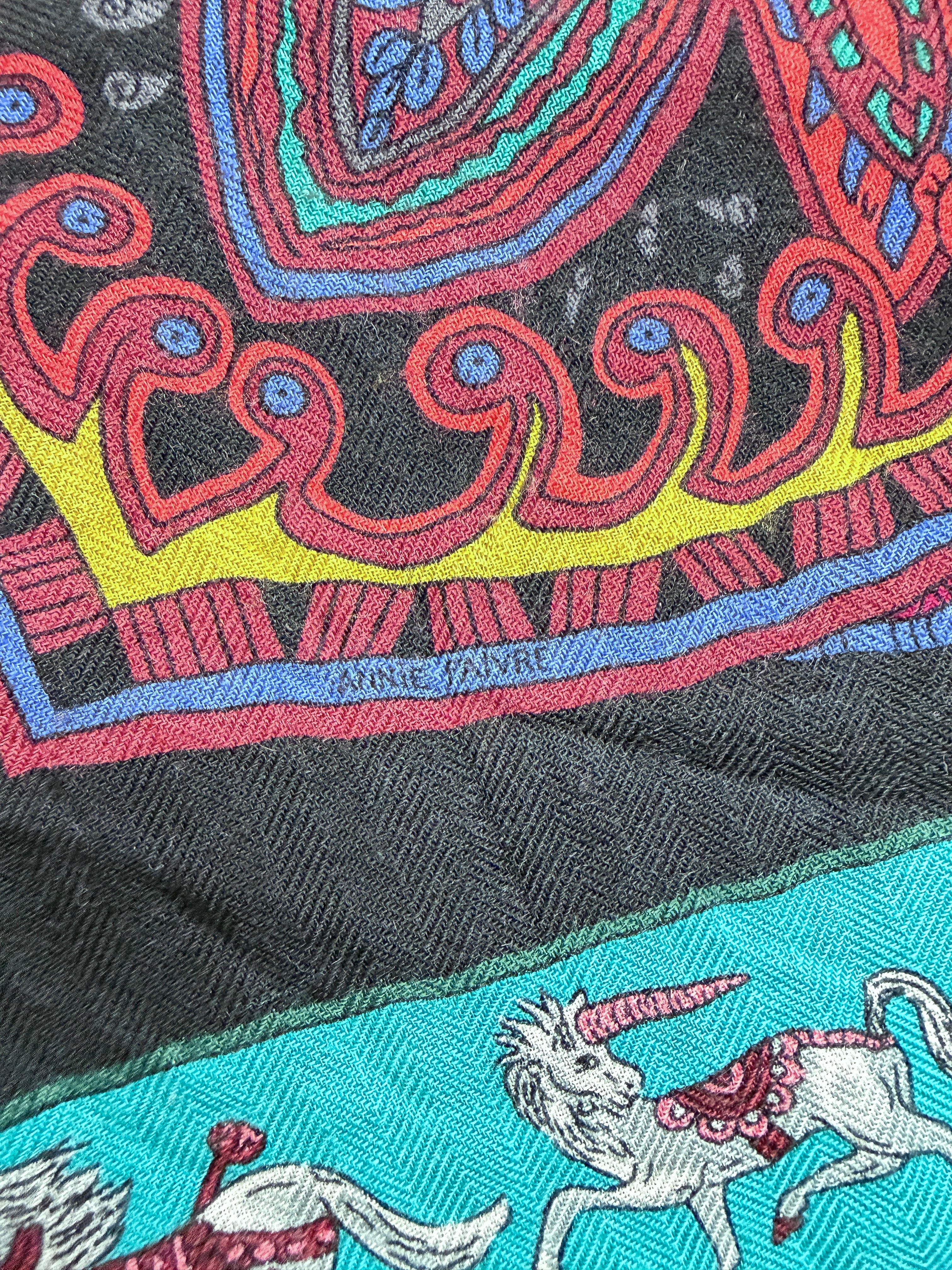 Hermès 140cm Le Jardin de la Maharani cashmere silk scarf