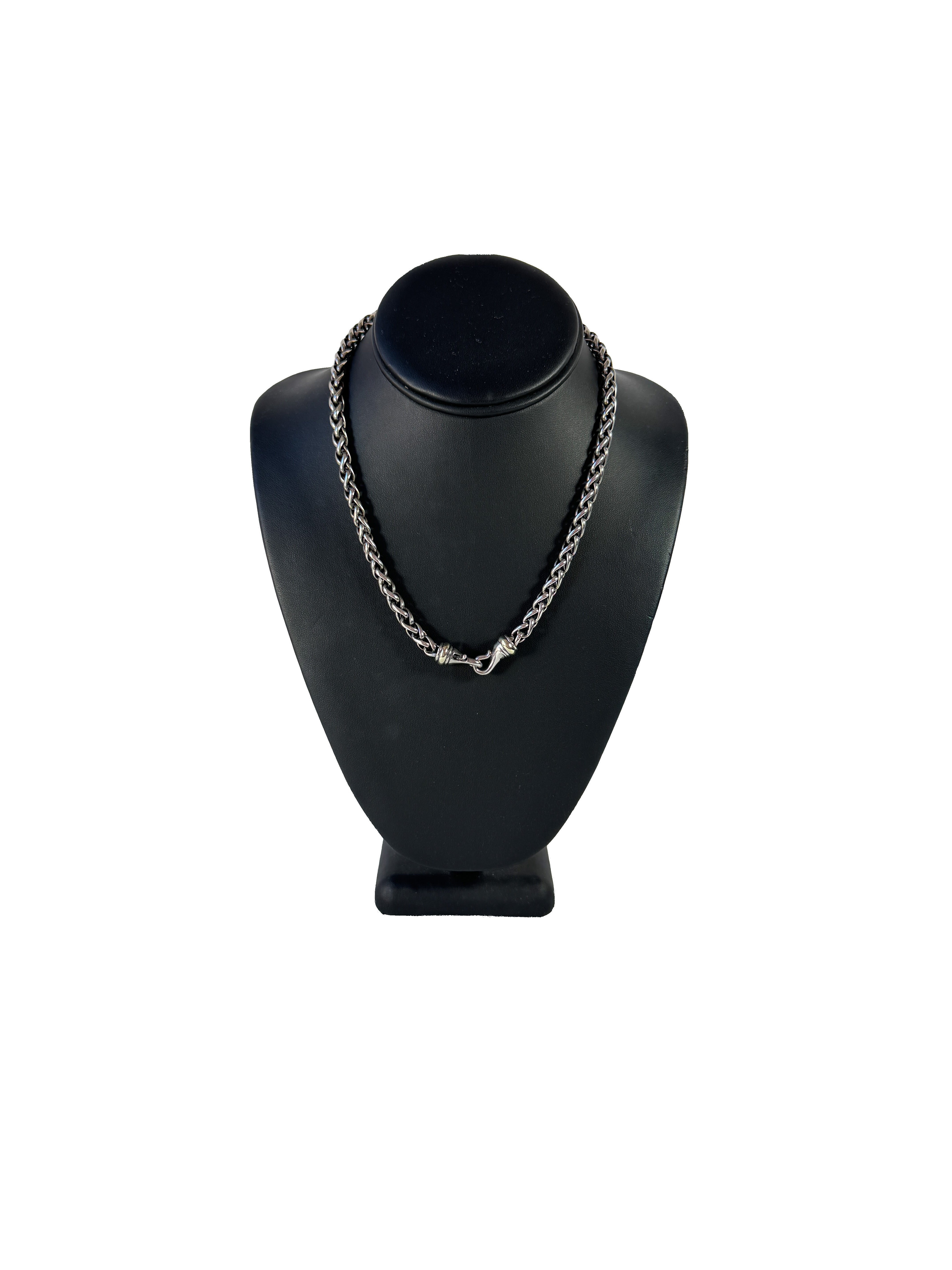 David Yurman sterling silver, yellow gold Wheat chain necklace