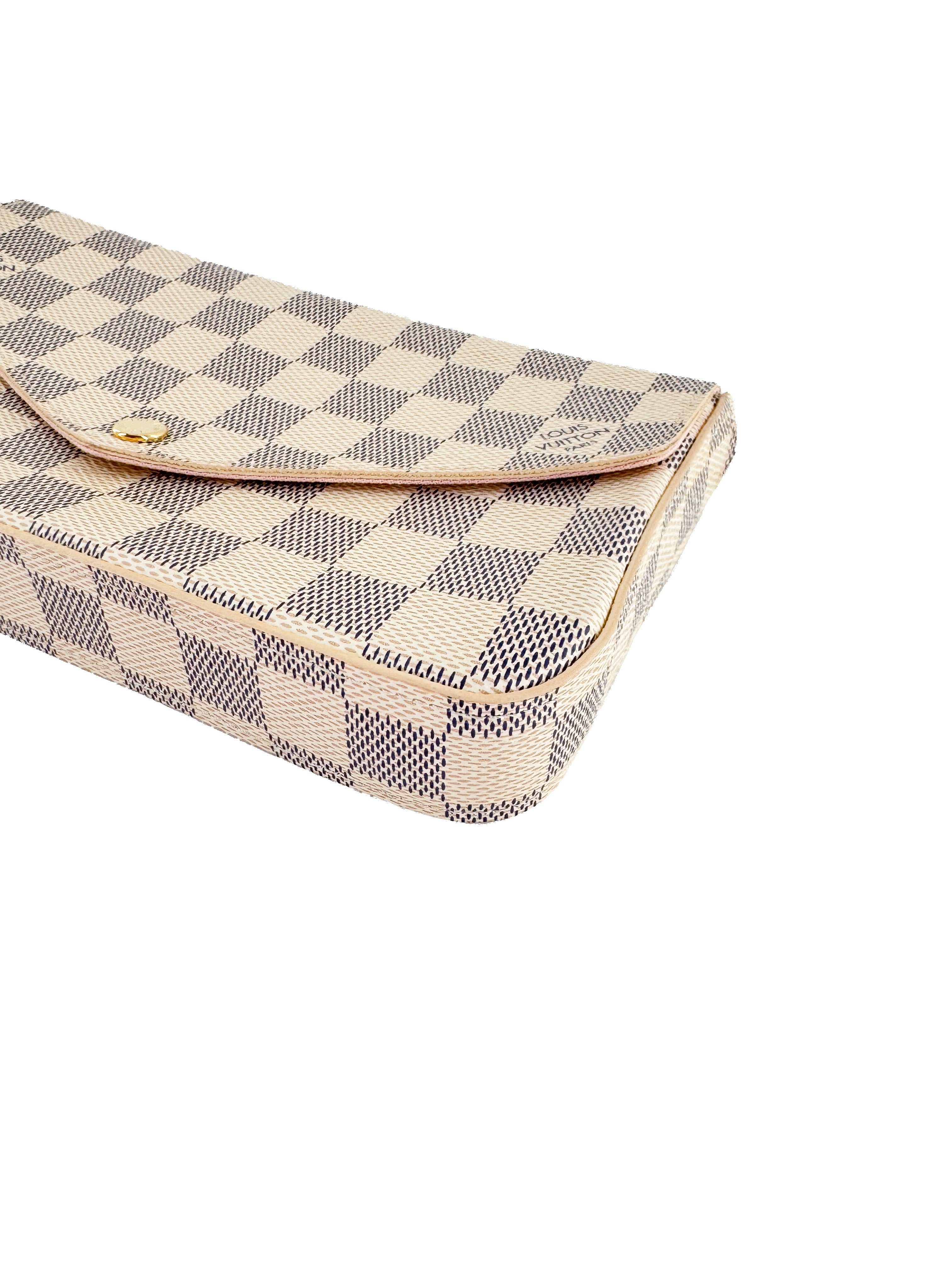Louis Vuitton damier azur Pochette Felicie chain wallet rose ballerine NFC