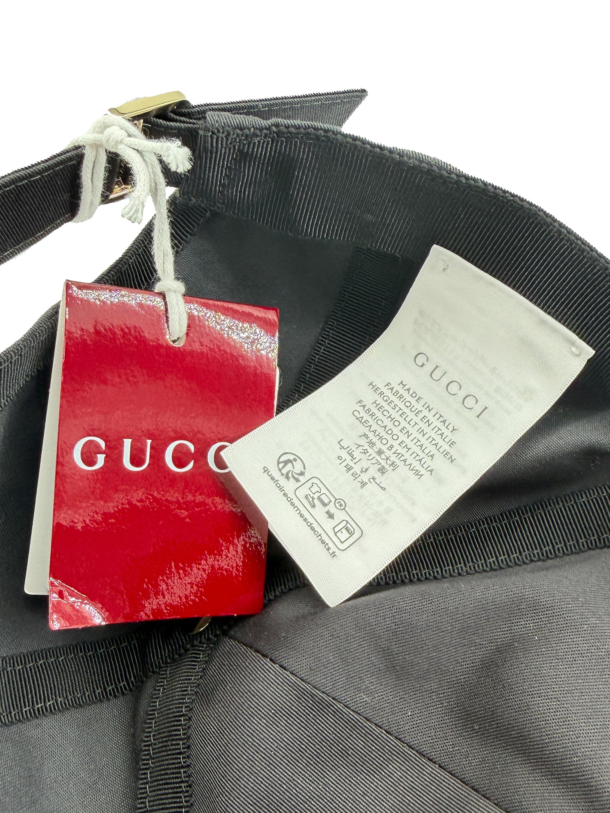 Gucci black logo script baseball hat size M 58CM