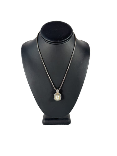 David Yurman sterling silver, 14k gold, pearl albion pendant necklace