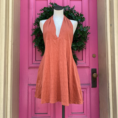 Free People Beach orange halter tunic size L