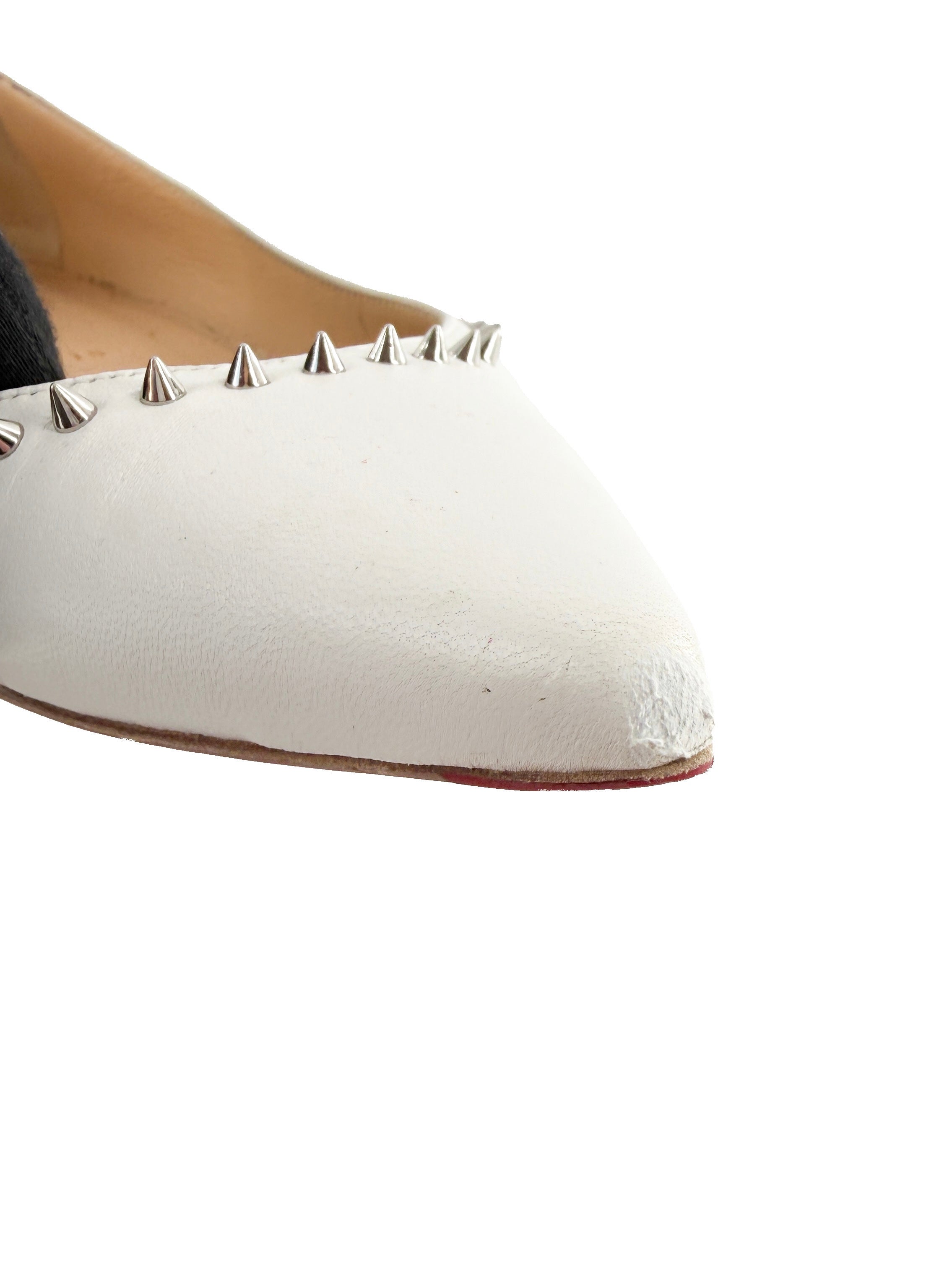 Christian Louboutin white studded Anjalina flat size 39.5 BOX