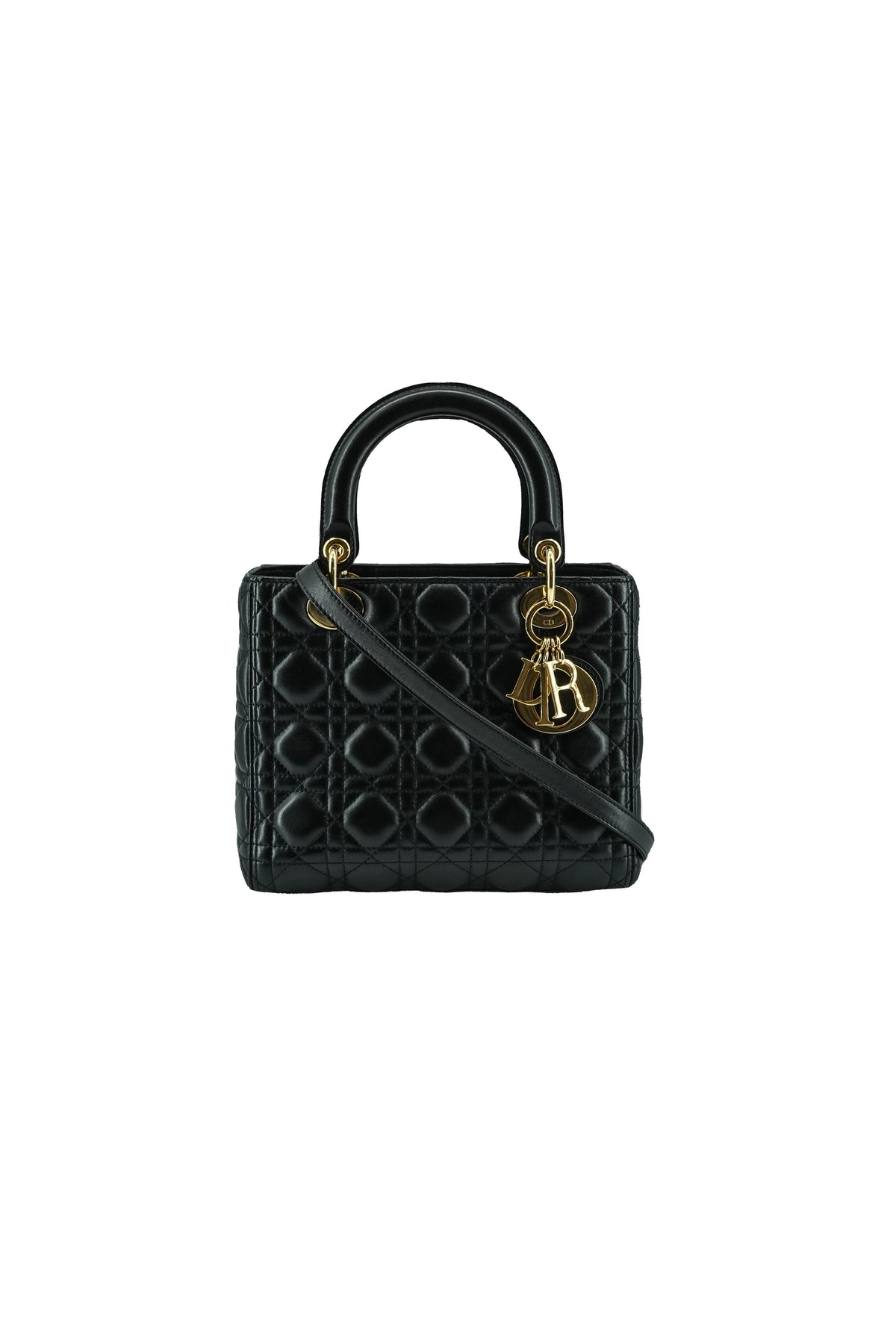 Christian Dior black quilted Lady Dior vintage 18-MA-0153