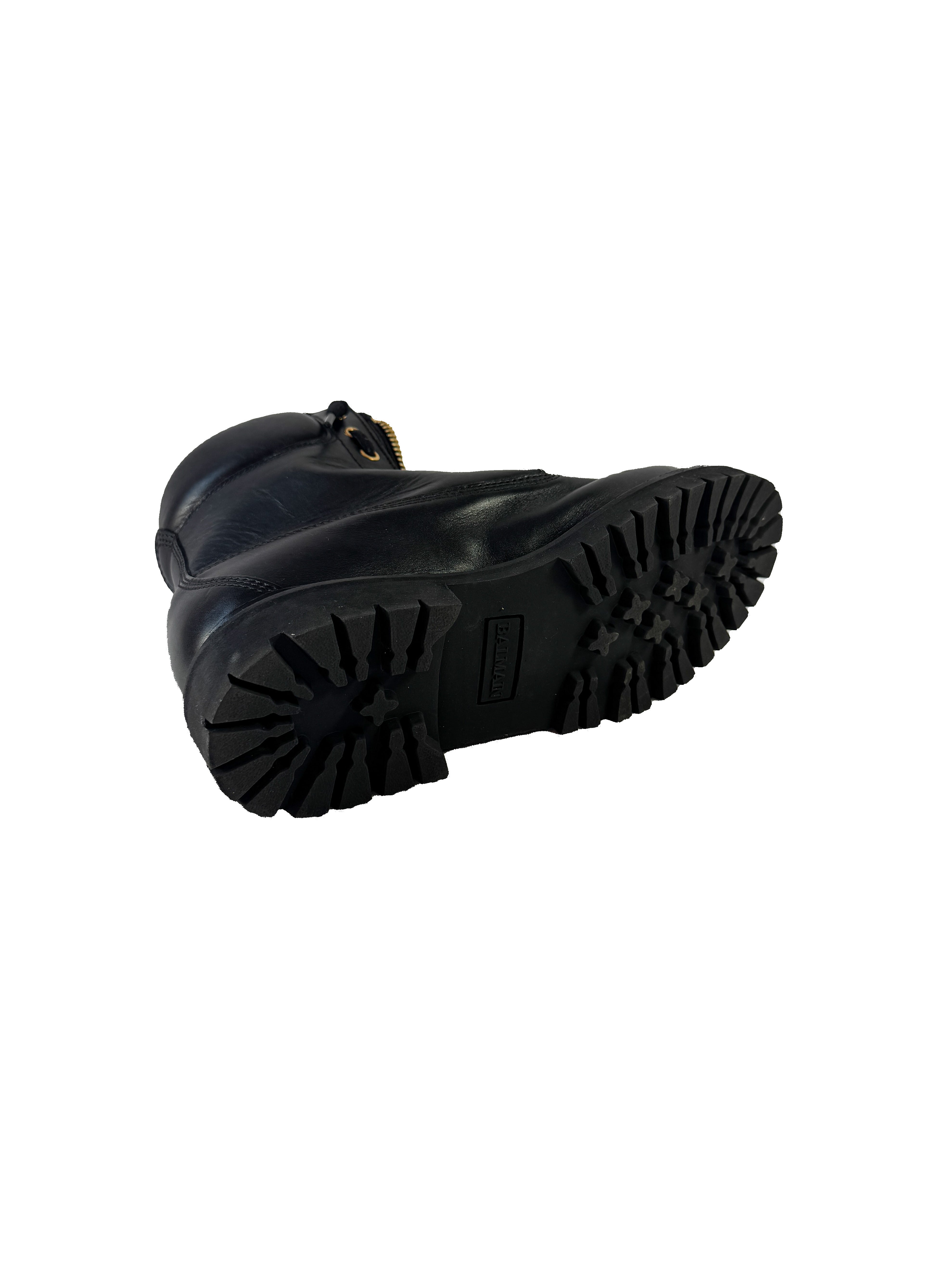 Balmain black Paris Taiga Ranger boots size 38