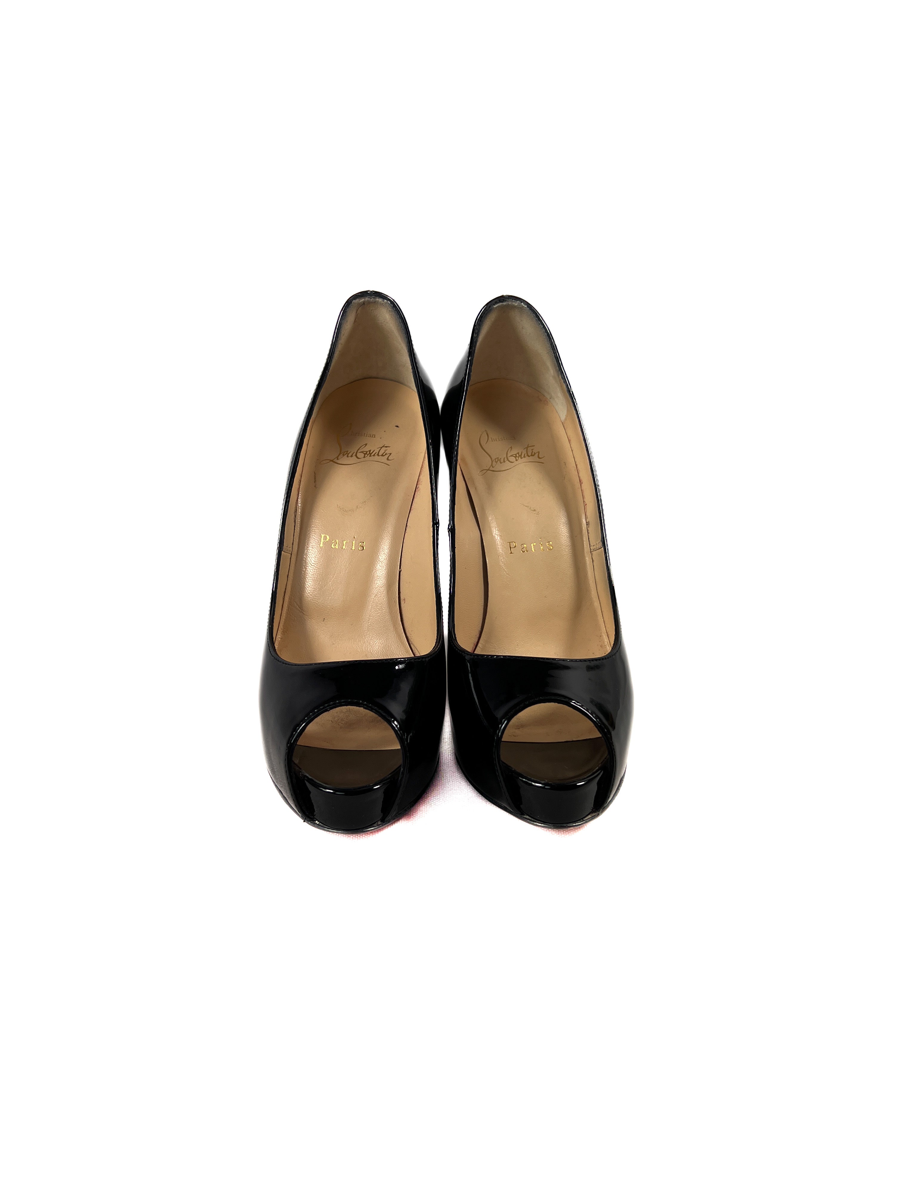 Christian Louboutin black patent new very prive 120 pumps size 37