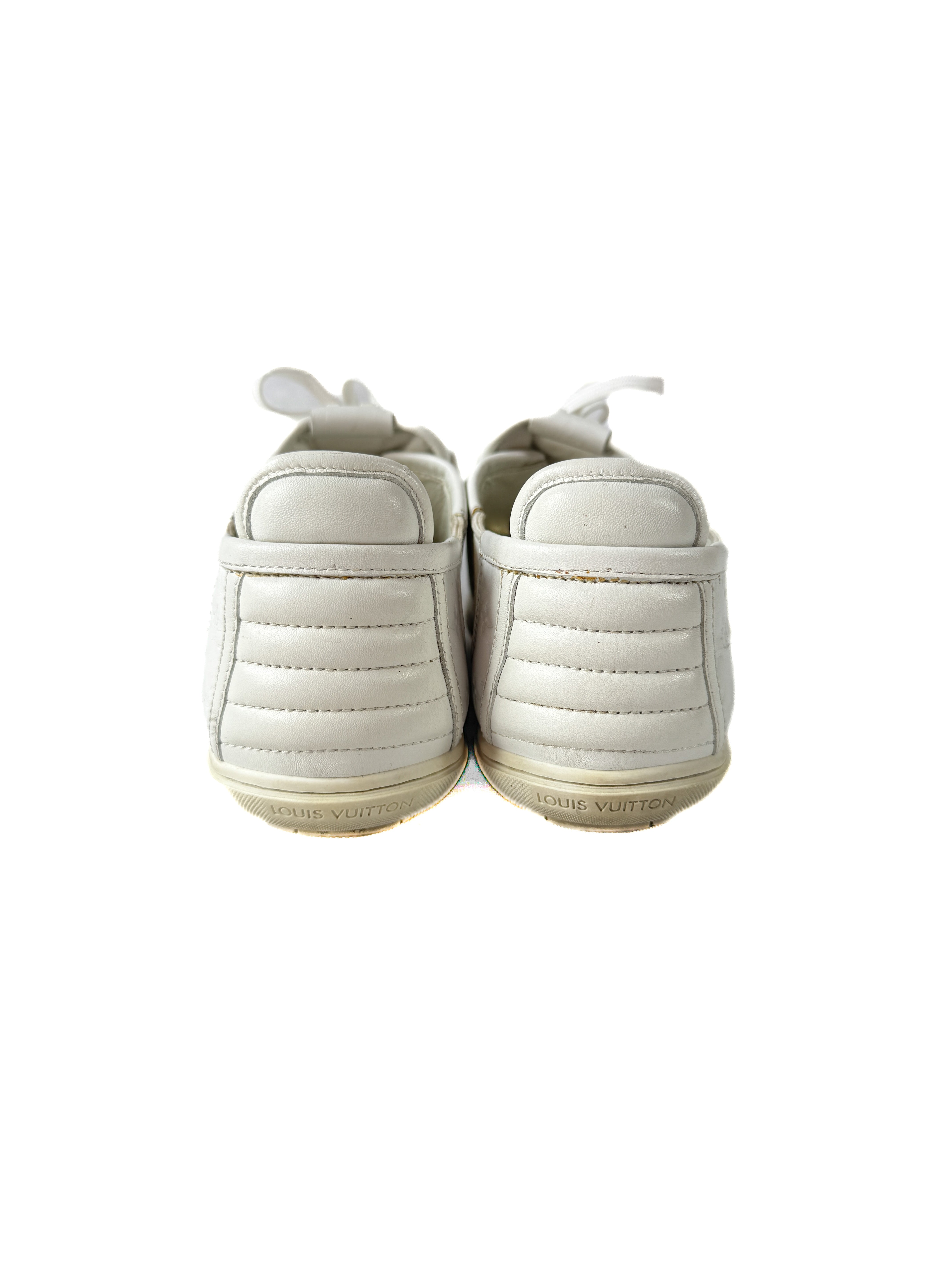 Louis Vuitton white leather monogram sneakers size 37 MS0172