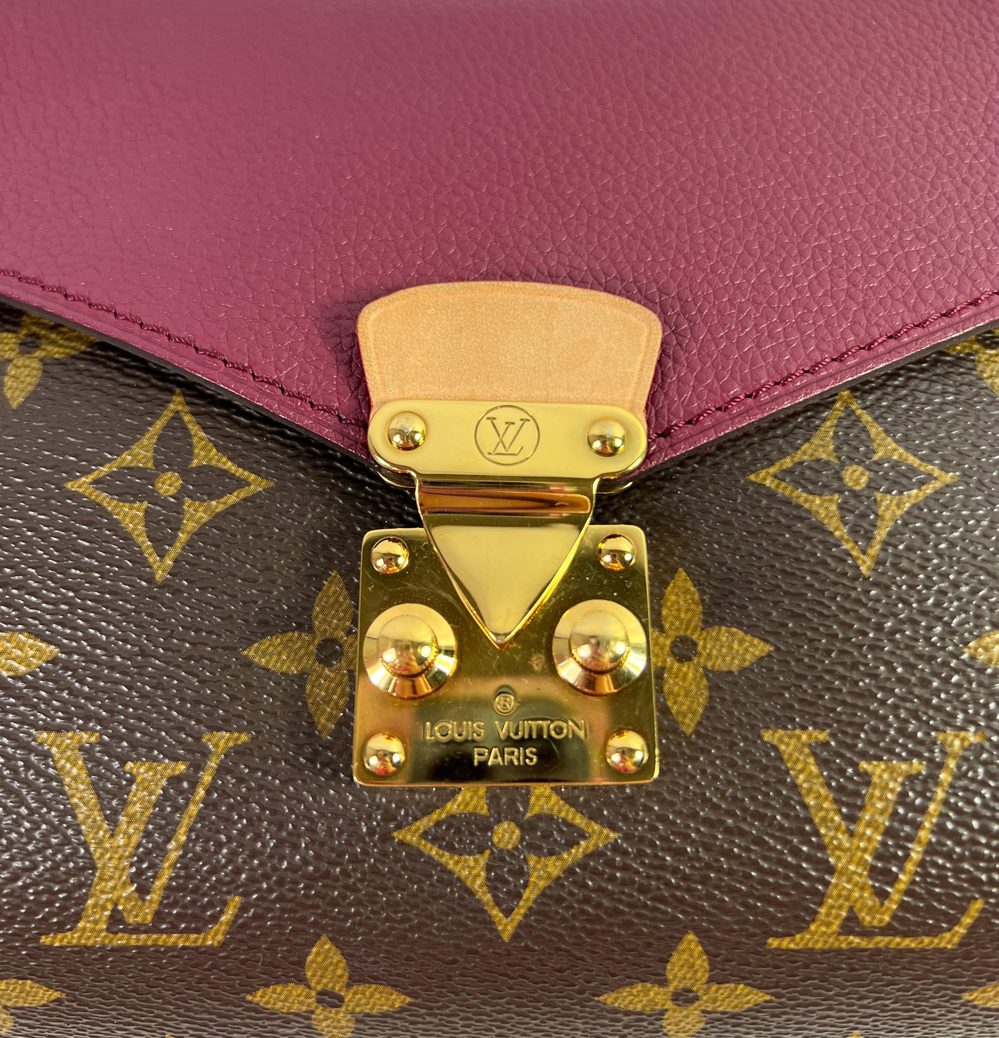 Louis Vuitton Aurore Leather and Ebene Monogram Coated Canvas Pallas Chain Bag Gold Hardware, 2014 (Very Good)