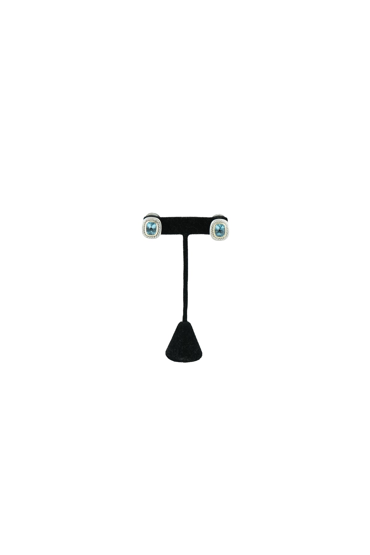 David Yurman sterling silver, 14k yellow gold, blue topaz Albion earrings