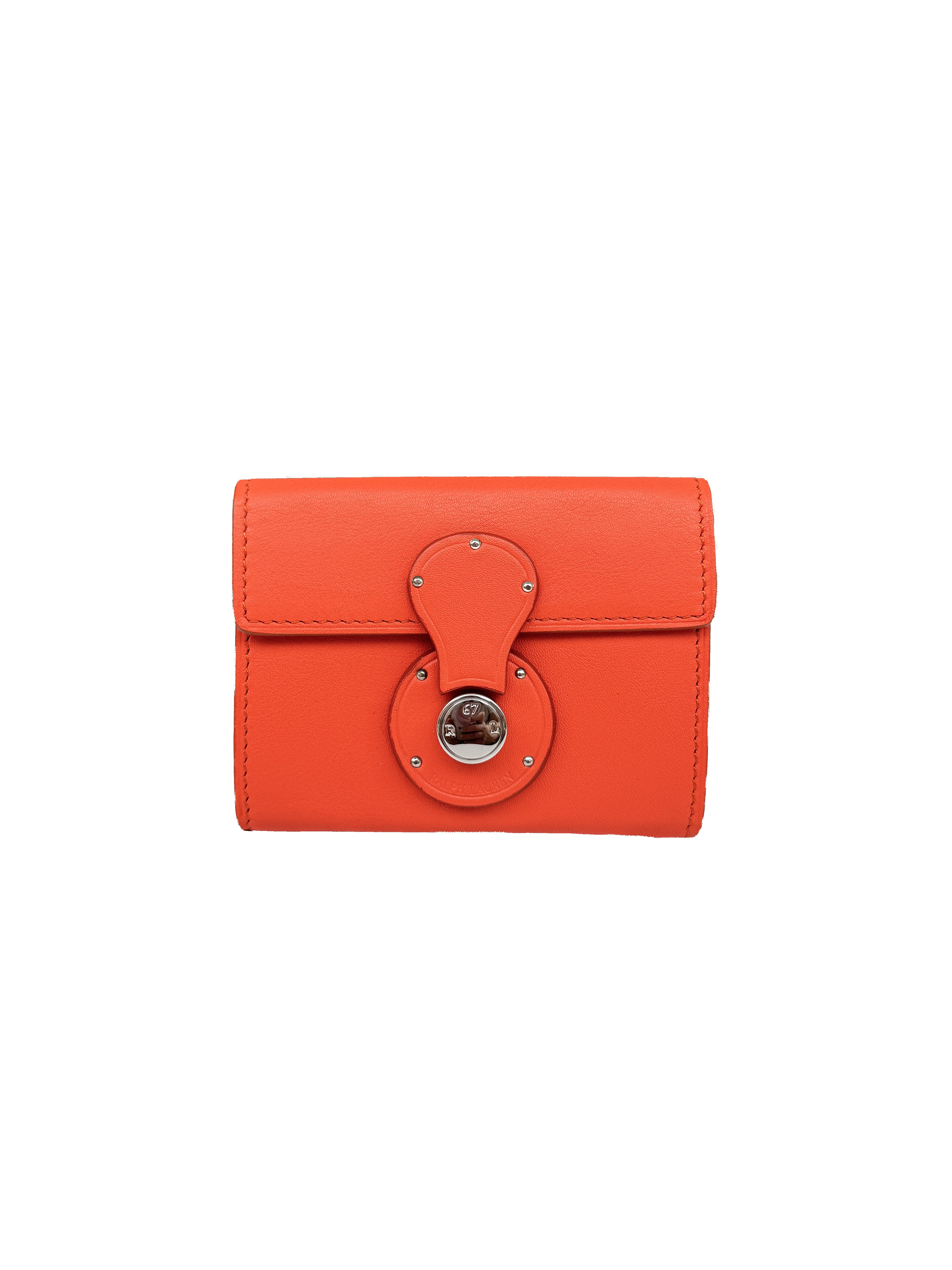 Ralph Lauren orange/green leather Ricky card holder