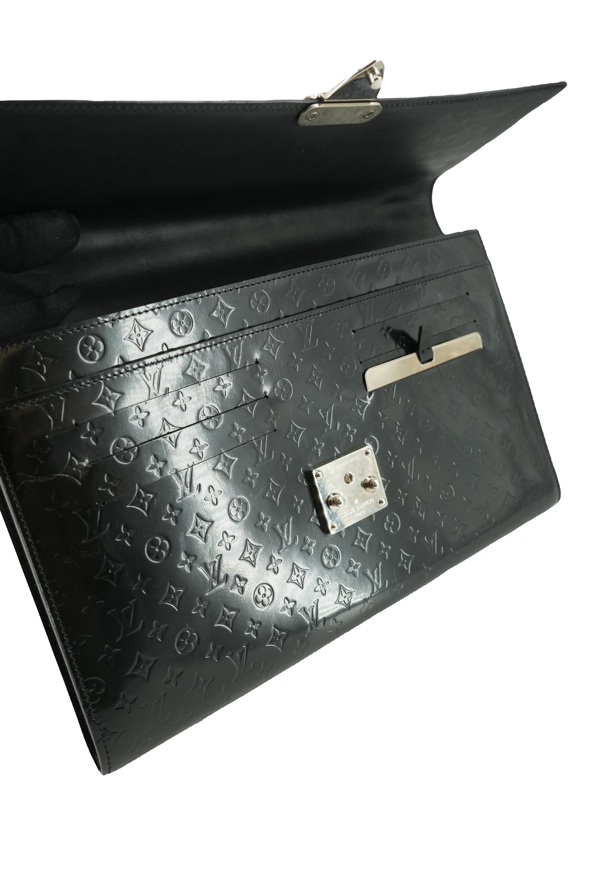 Louis Vuitton black vernis Glace Anouchka pochette TH1011